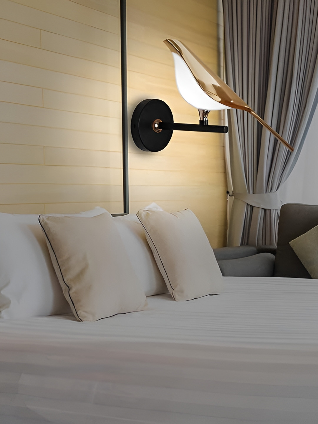 SHRI MAHAL ANTIQUES Gold-Toned & WhiteMetal Traditional Wall Lamp With Bulb