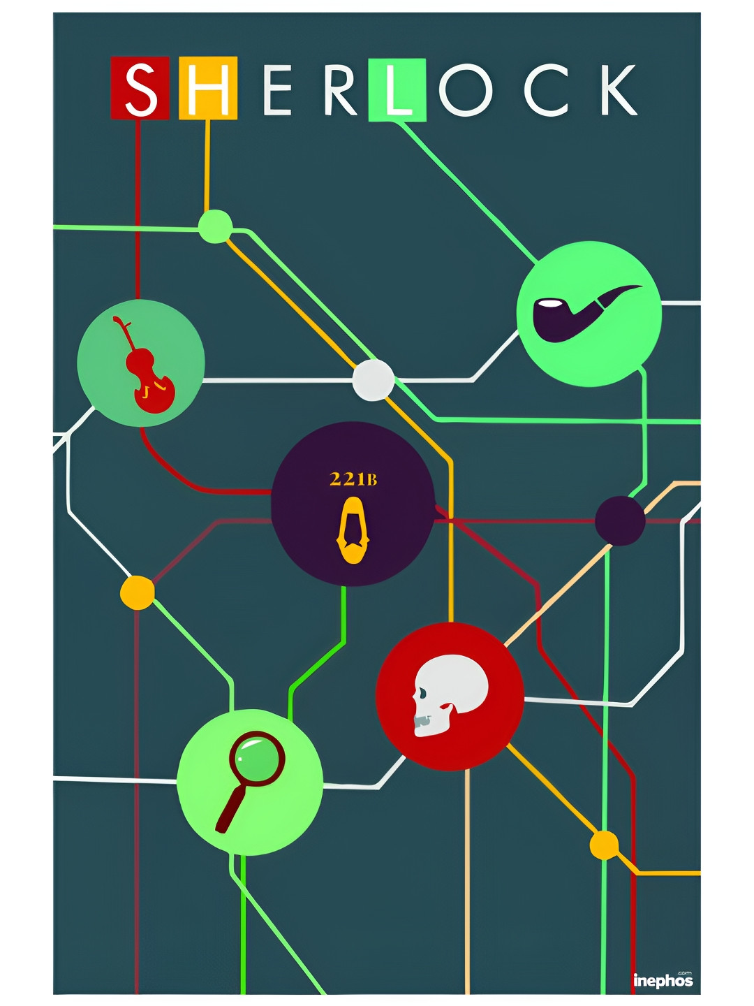 Inephos Green & Red Unique Modern Artwork Vinyl Photograph Posters