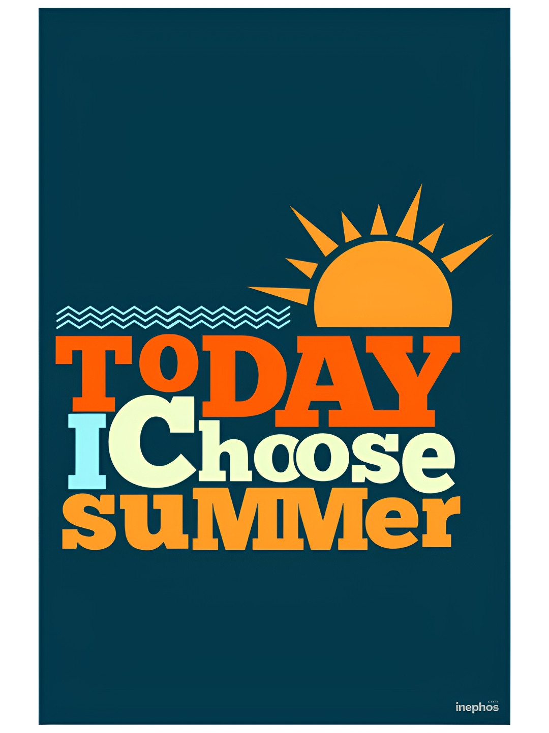 Inephos Navy Blue & Orange Colored Printed Wall Posters