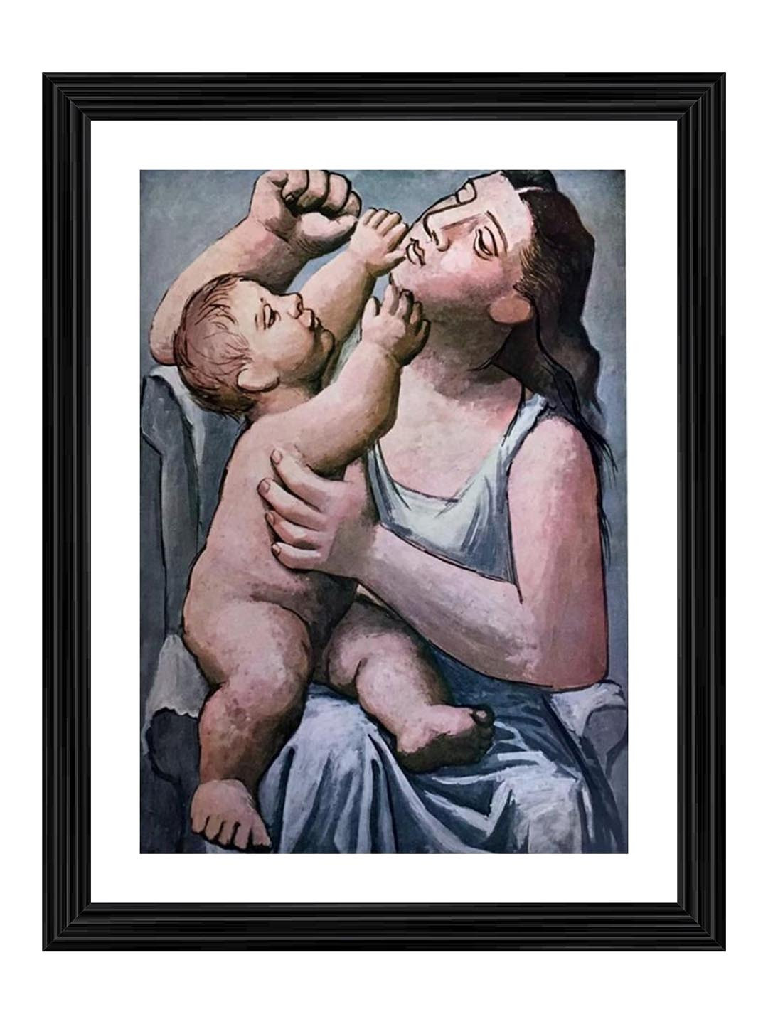 AdventuresIndia Mother And Child Wood Wall Rectangle Paintings Wall Art - 20.4 x 15.7In