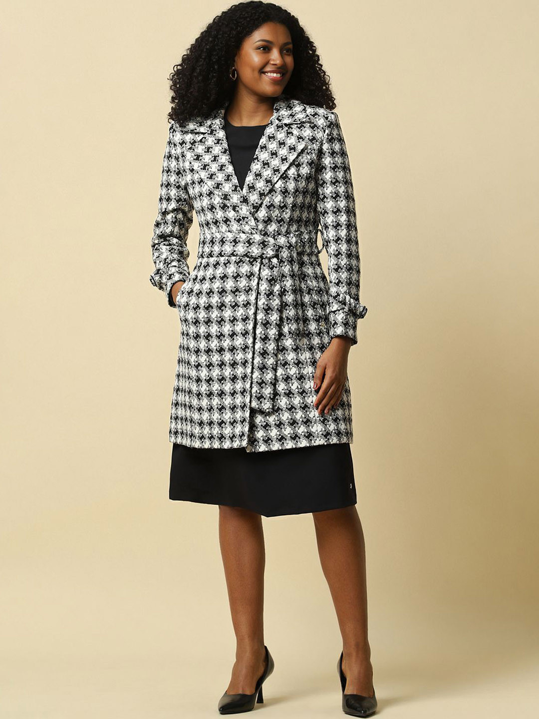 Allen Solly Woman Notched Lapel Collar Abstract Printed Casual Coat