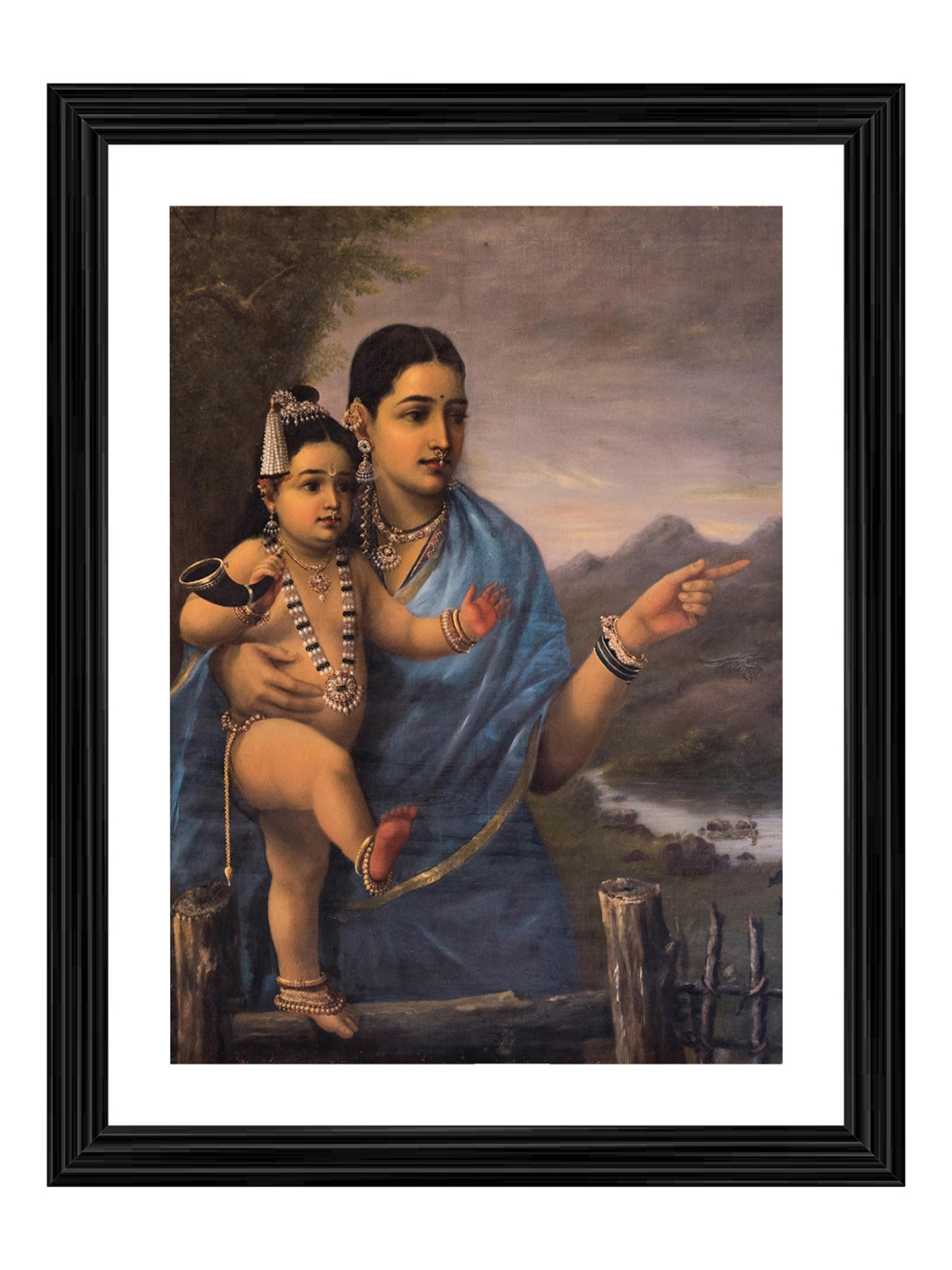 Adventures India Lord Krishna Wood Living Room Paintings Wall Art -17.72 x 13.78In