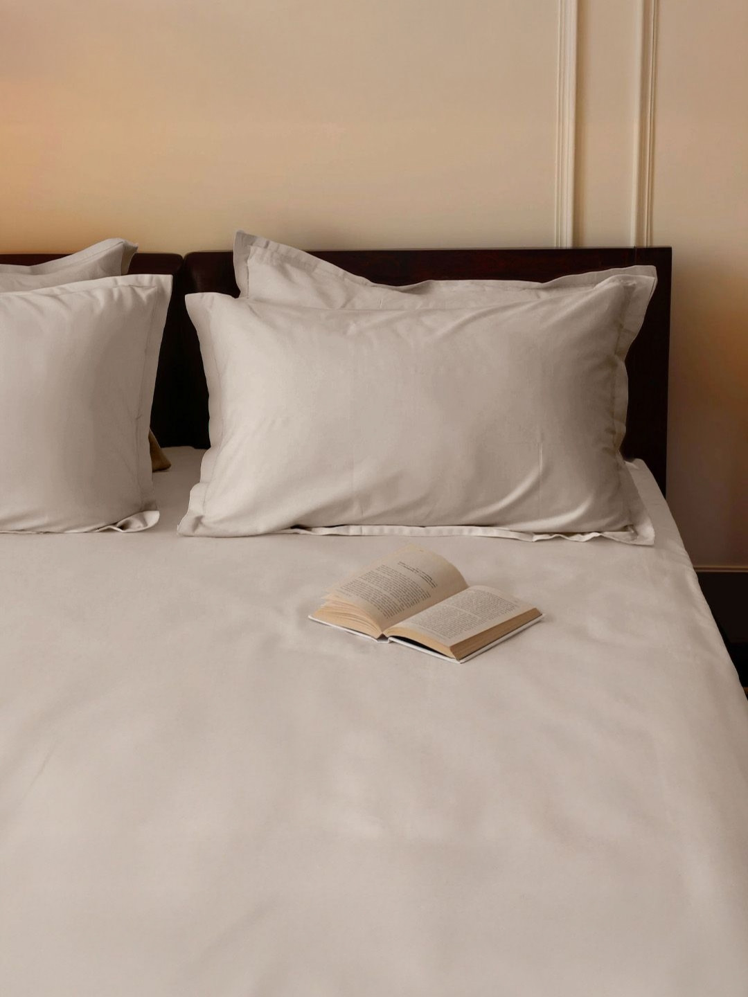 SleepyCat Taupe Pure Cotton Skin-Friendly 300 TC Fitted Queen Fine Bedsheet with 2 Pillow Covers-72 x 60 inches