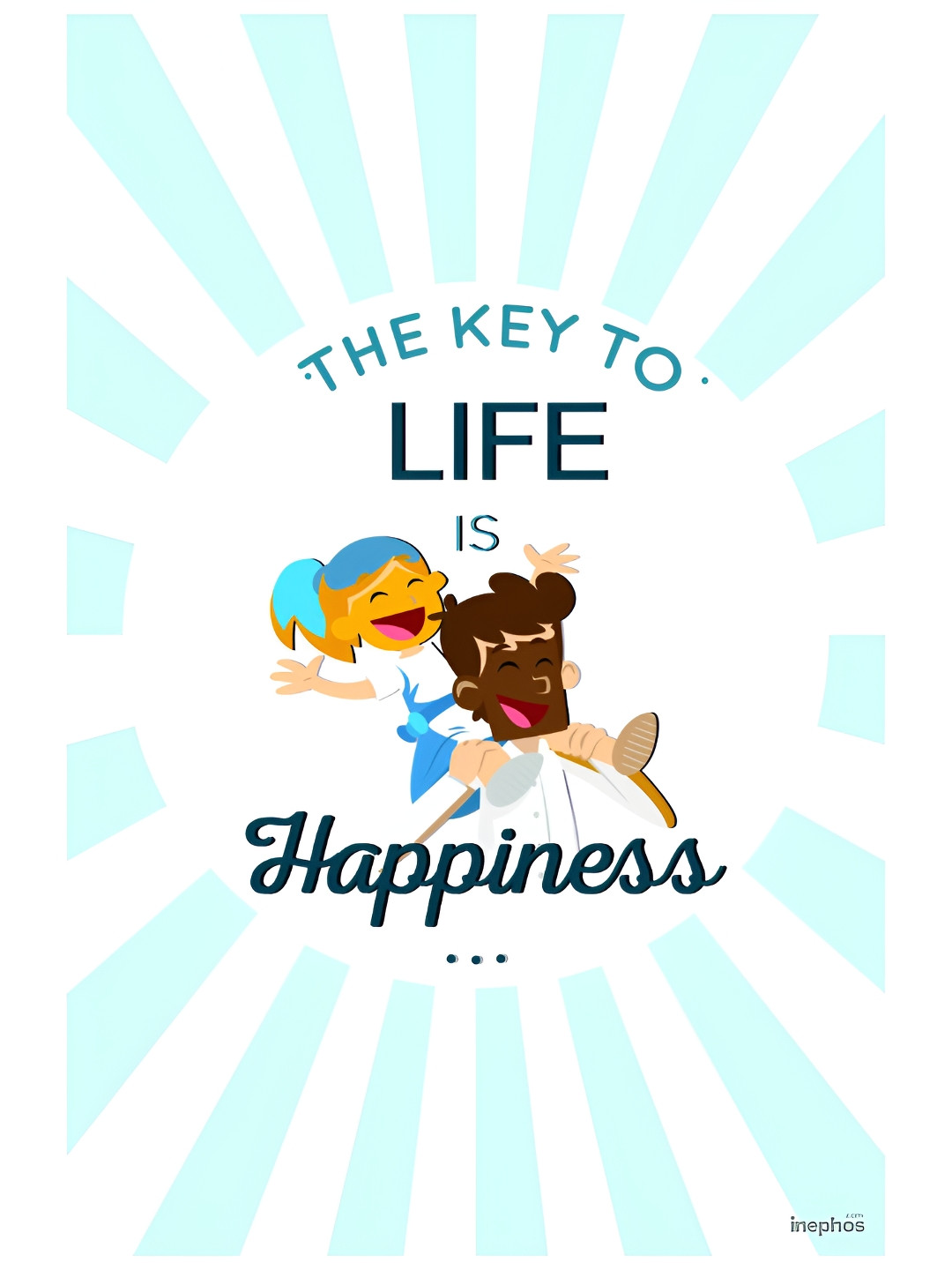 Inephos Blue & White Happiness Vinyl Photograph Poster