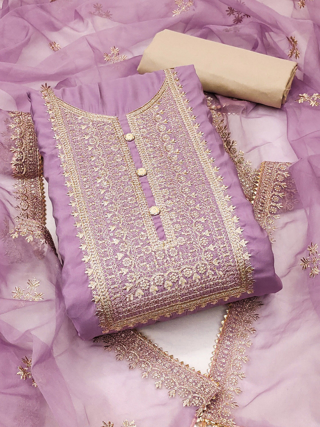 Maroosh Ethnic Motifs Embroiderey Sequinned Unstitched Dress Material