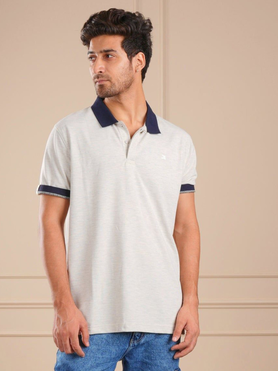 ROAR FOR GOOD Men Solid Polo Collar Organic Cotton T-shirt