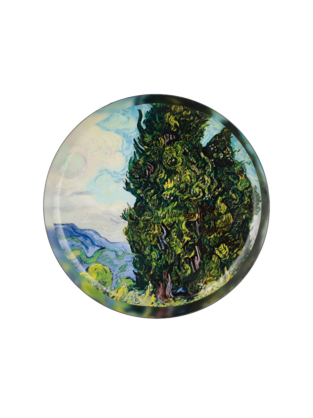 Homspurts Vincent Synthetic Wood Wall Round Paintings Wall Art