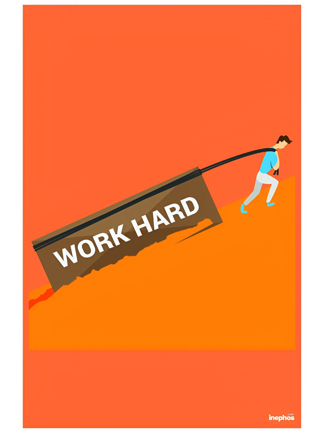 Inephos Orange Colored & Brown Printed Paper Creative Artwork Wall Poster