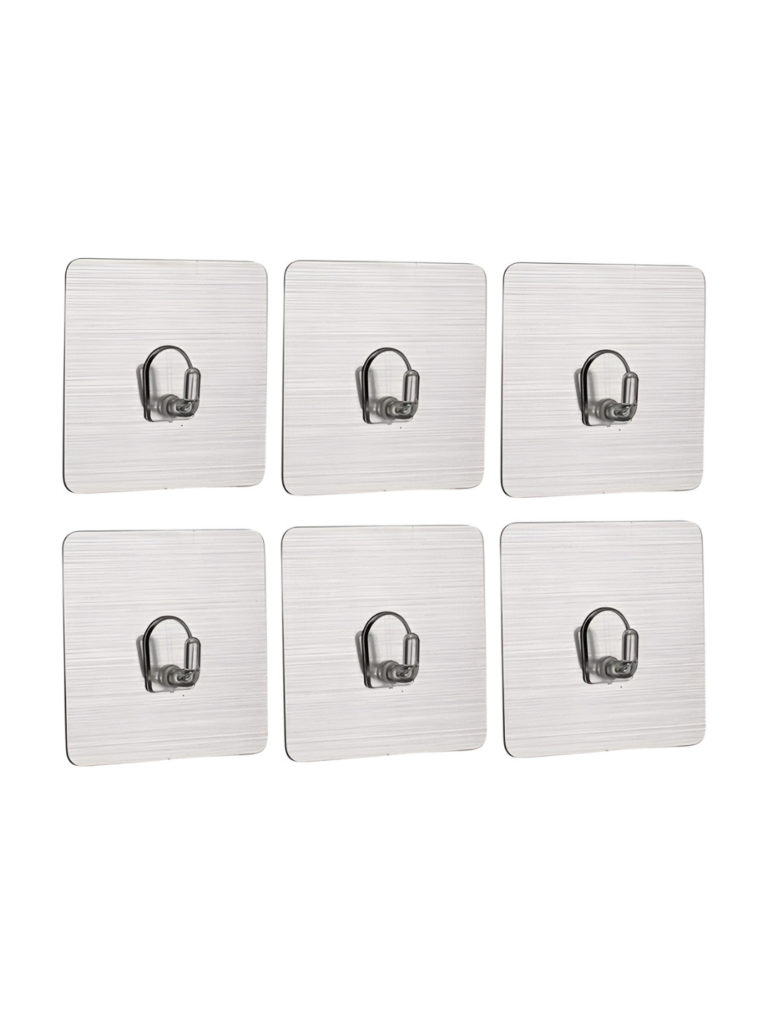 HOKIPO Silver Toned 6 Pieces Wall Adhesive Hooks