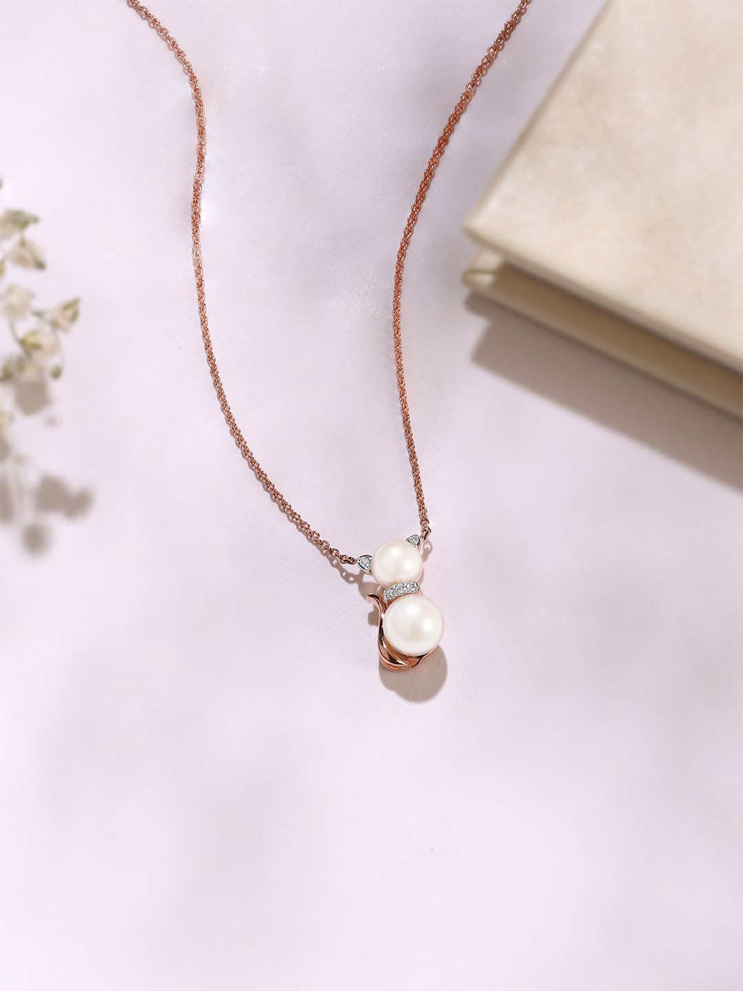 Mia by Tanishq 14KT Timeless Elegance Pearl & Diamond Necklace