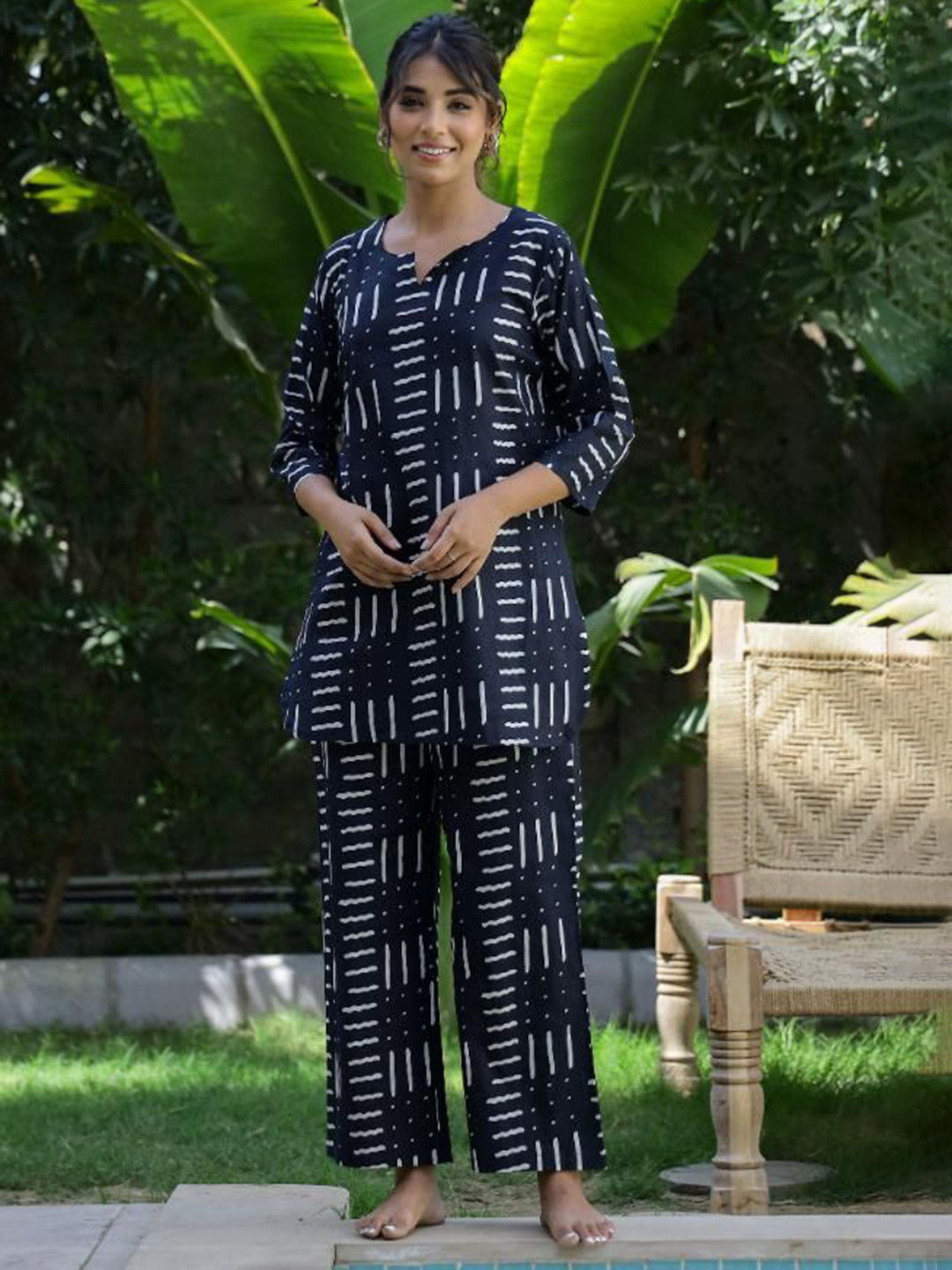 FLAVIA CREATION Printed Top & Trousers Co-OrdsSet