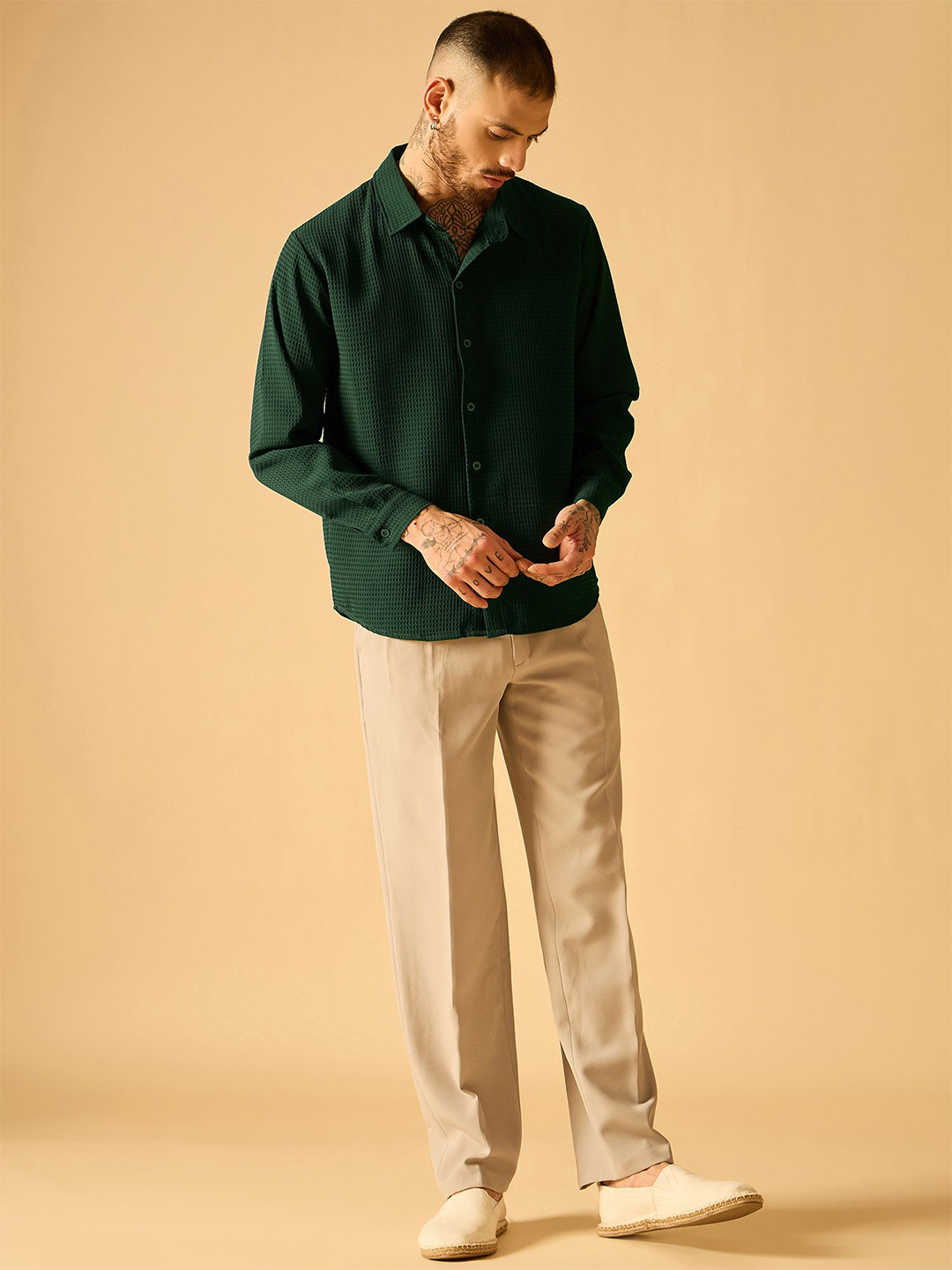 AKS Men Standard Semi Sheer Casual Shirt