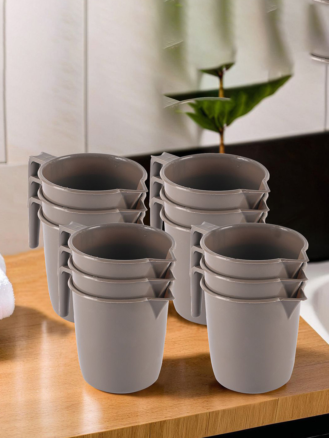 Kuber Industries Brown 12 Pieces Lightweight Mugs 1 L Each