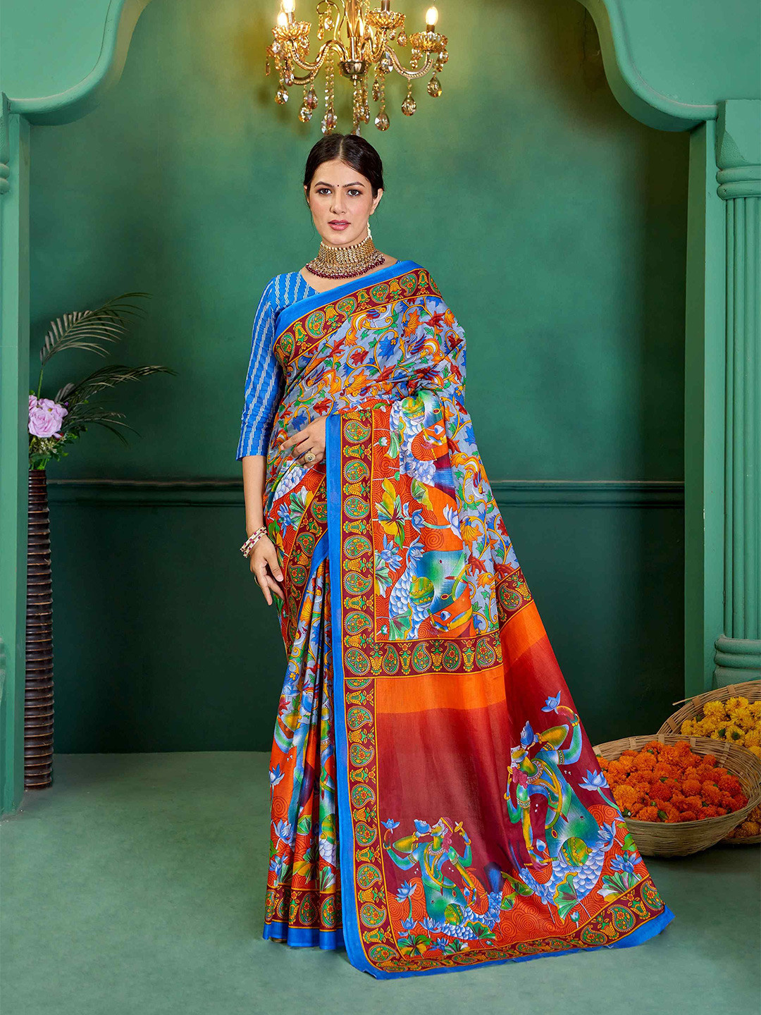 HERE&NOW Pure Cotton Kalamkari Saree