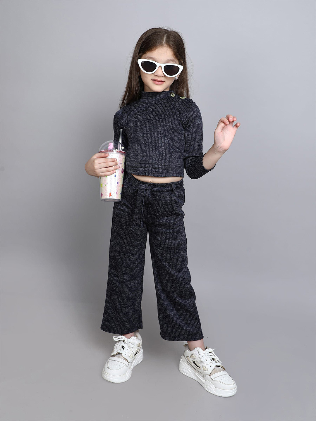 taffykids Girls Turtle Neck Long Sleeves Sweatshirt With Trousers