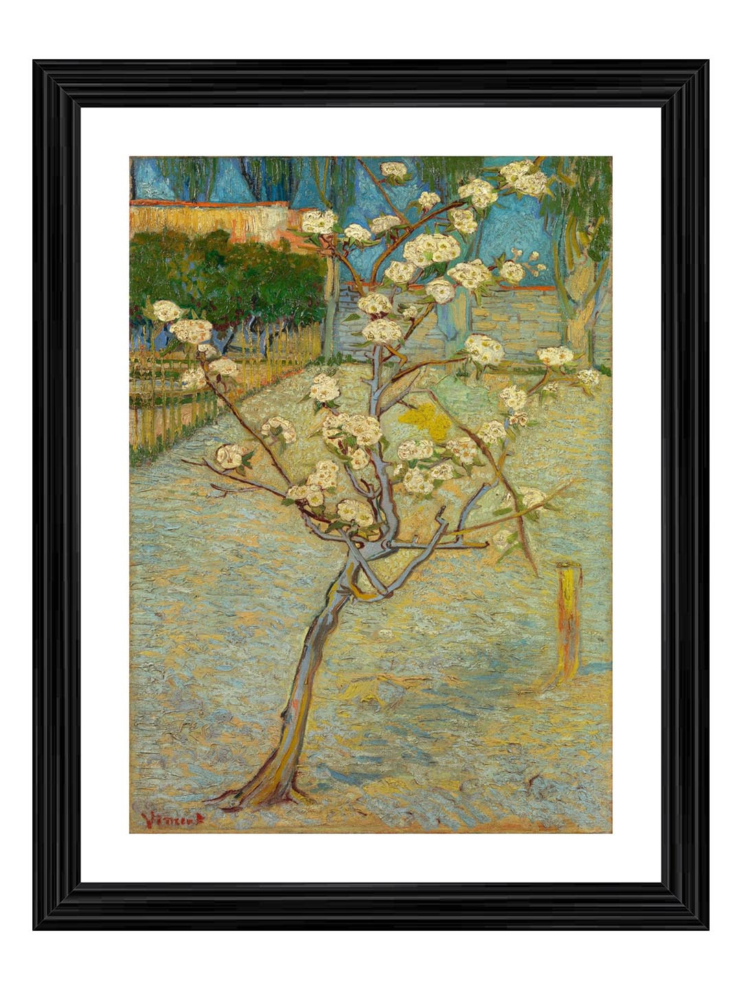 AdventuresIndia Small Pear TreeIn Blossom Wood Wall Paintings Wall Art - 17.7x13.7In