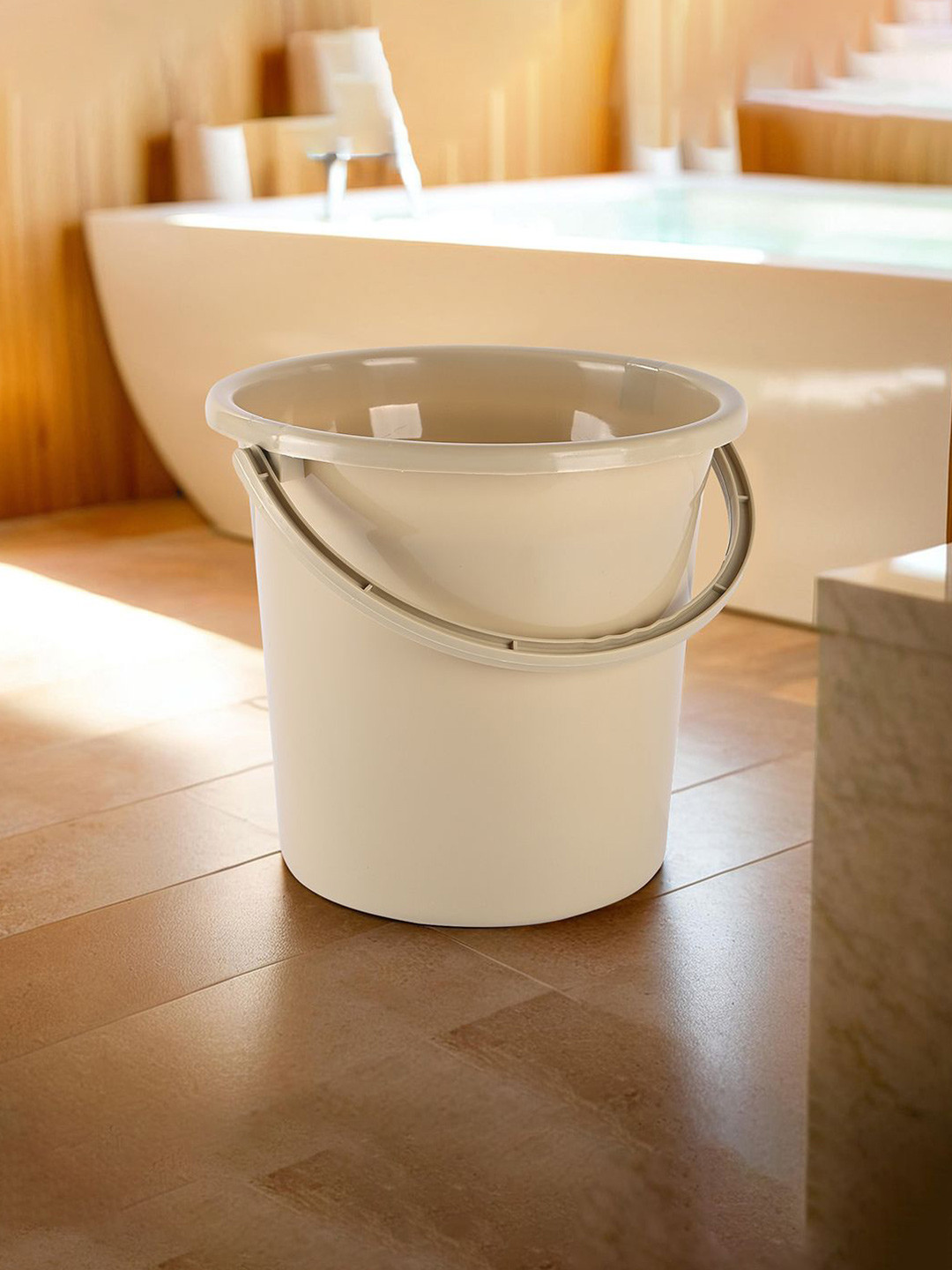 Kuber Industries Beige Multi Purpose Bucket With Handle- 18 ltr