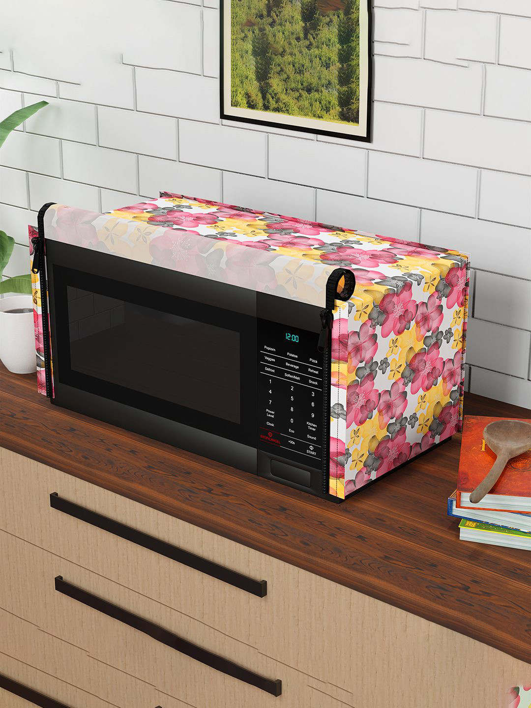 Kuber Industries White & Red Printed ApplianceCovers