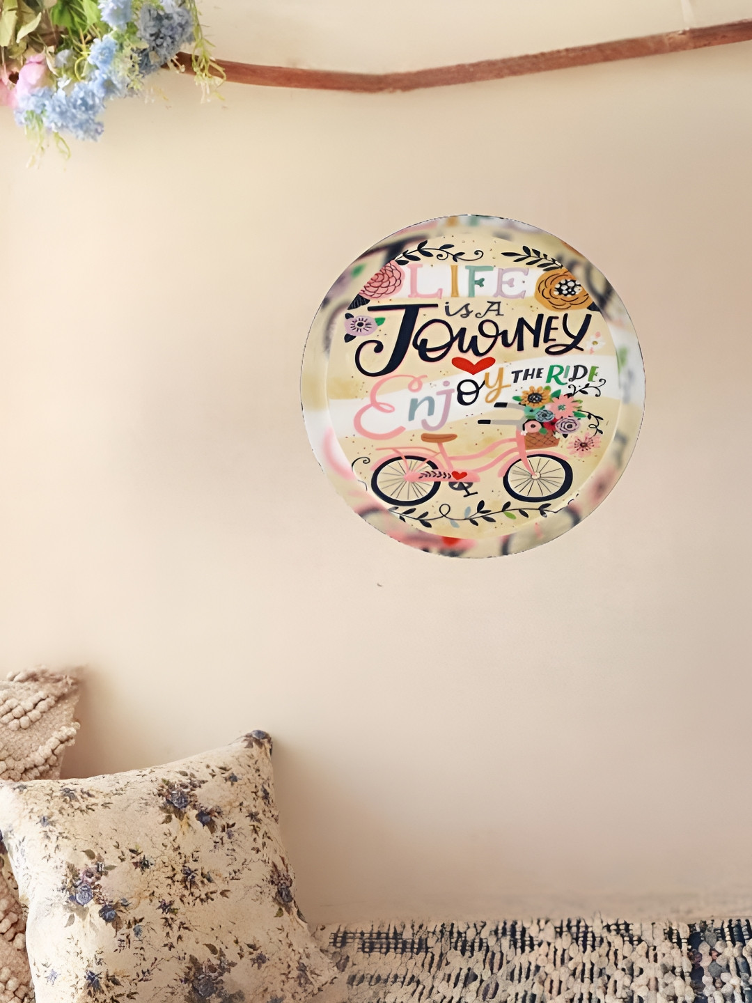 Homspurts Vintage Cream Colored & Black Printed Wall Art