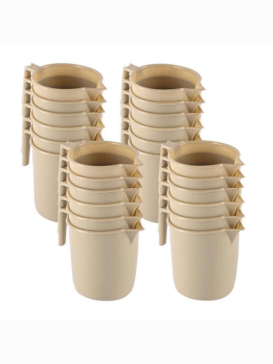 Kuber Industries Beige Pack of 24 Multi-Functional 1 Ltr Plastic Mug for Bathroom