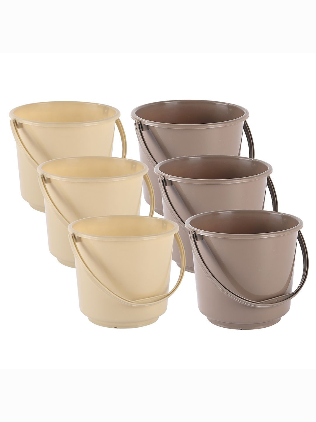 Kuber Industries Brown & Cream-Coloured 6 Pieces Small Bucket-5 Litres