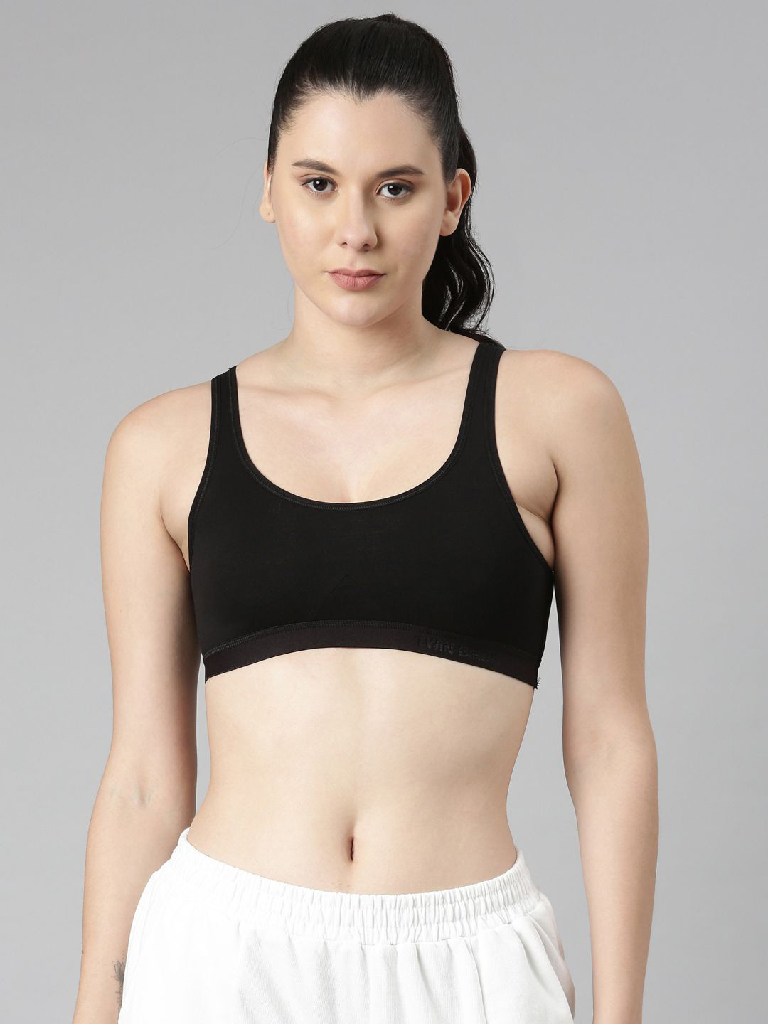 TWIN BIRDS Carbon Black Women Solid Sports Bra