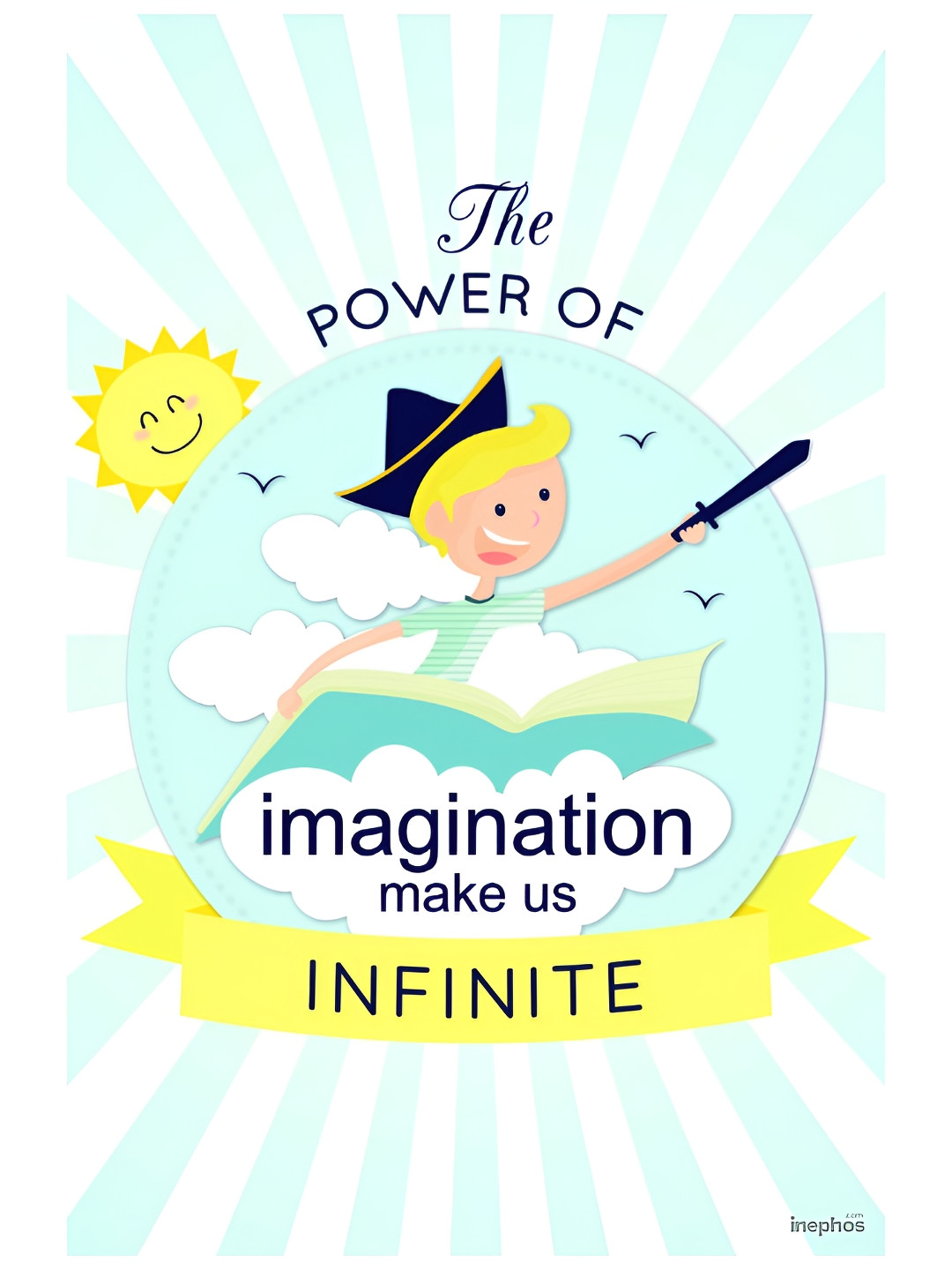 Inephos Blue & White Power Of Imagination Vinyl Poster