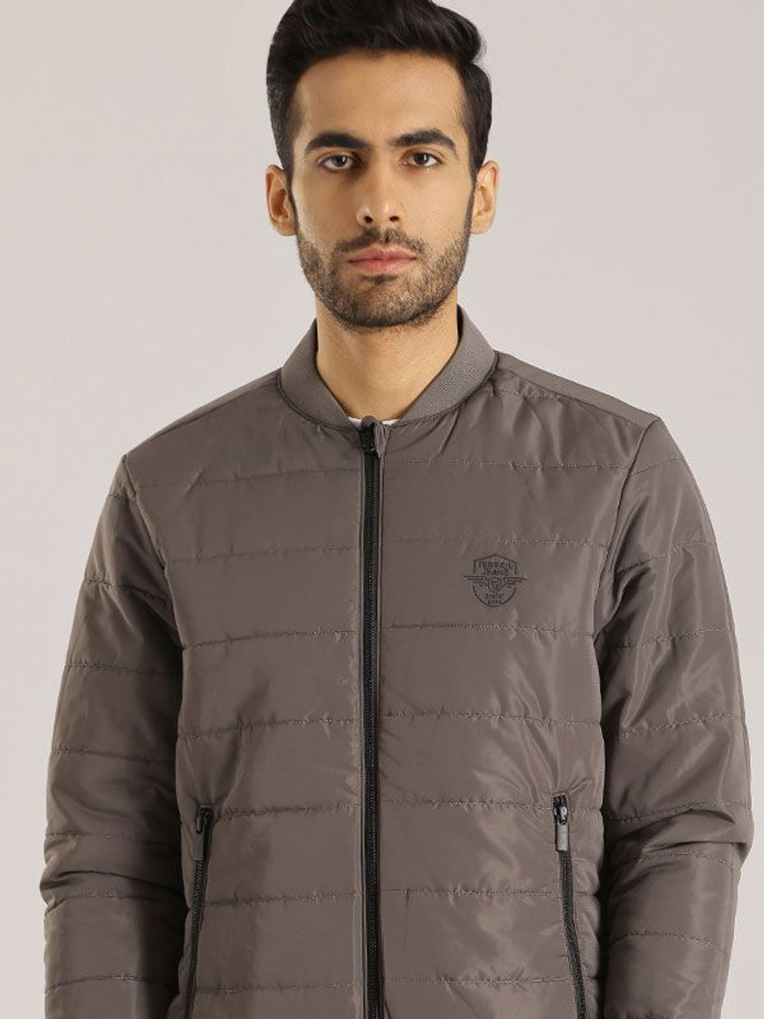Indian Terrain Men Stand Collar Camouflage Printed Casual Reversible Bomber Jacket