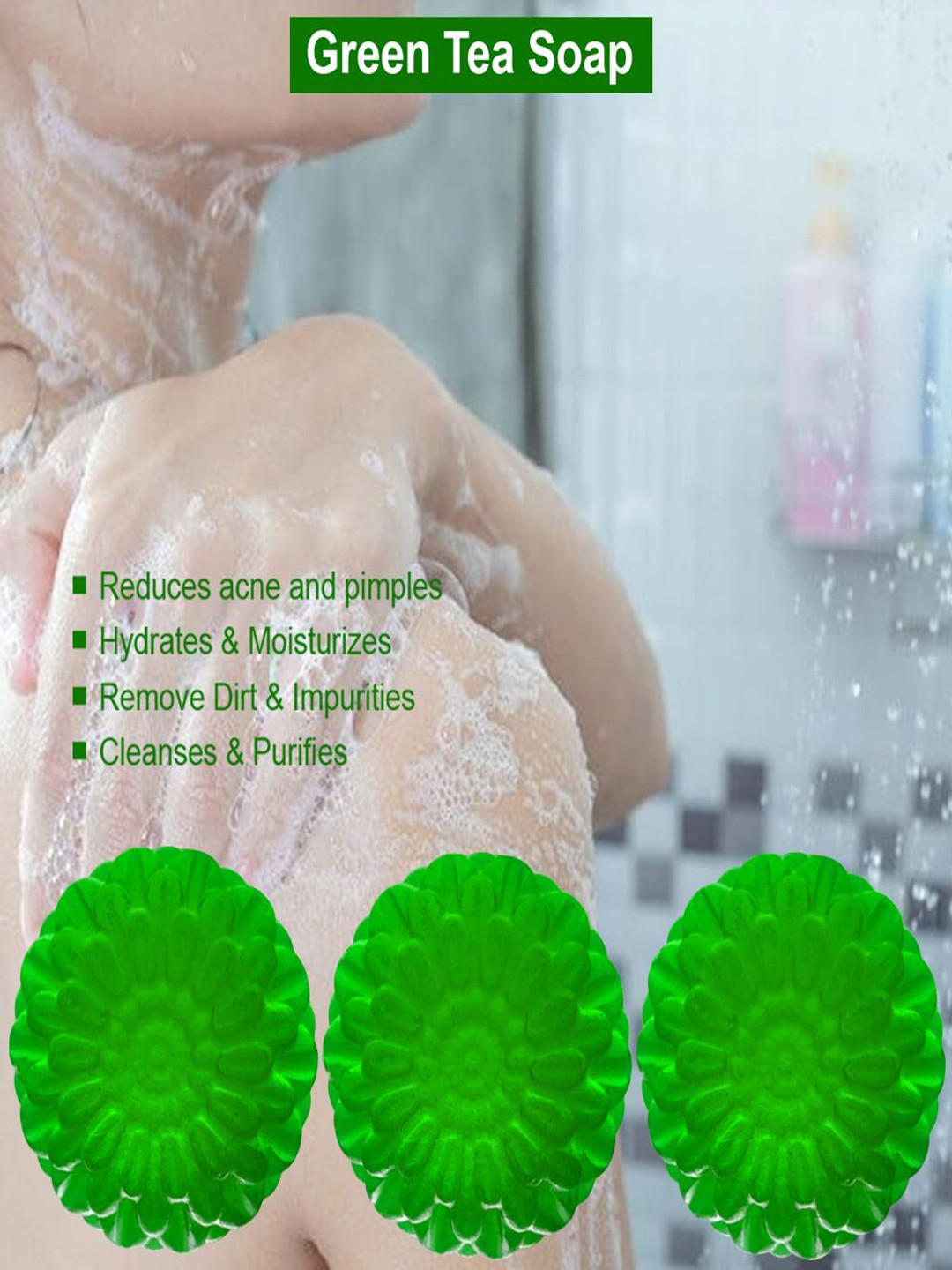 GROOVY Set Of 3 Grape Goodness Green Tea Bath Bar - 100 g Each