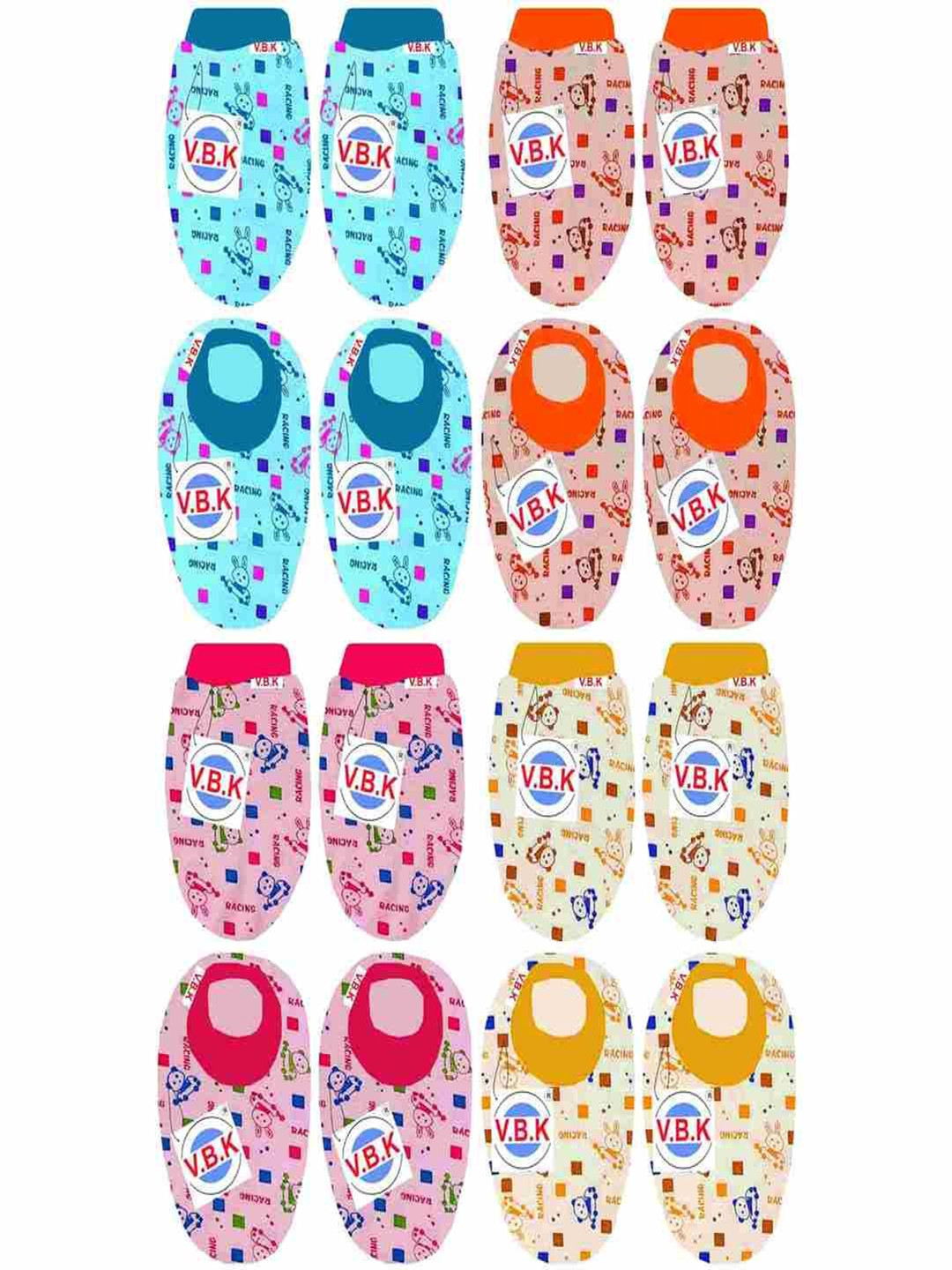 V.B.K Infant Kids Pack Of 4 Printed Organic Cotton Mittens