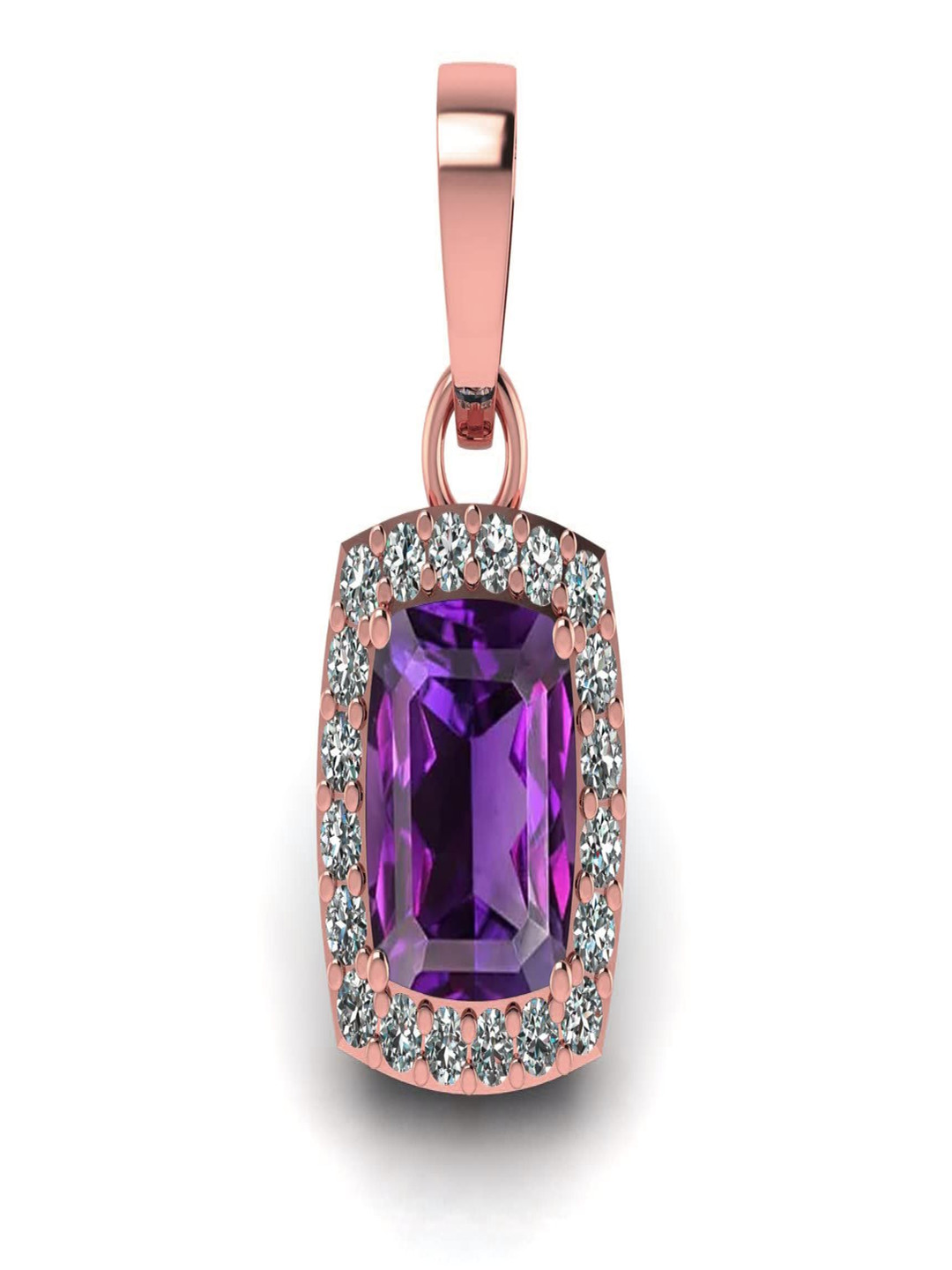 LMDPRAJAPATIS Rose Gold-Plated Oval Amethyst Pendant