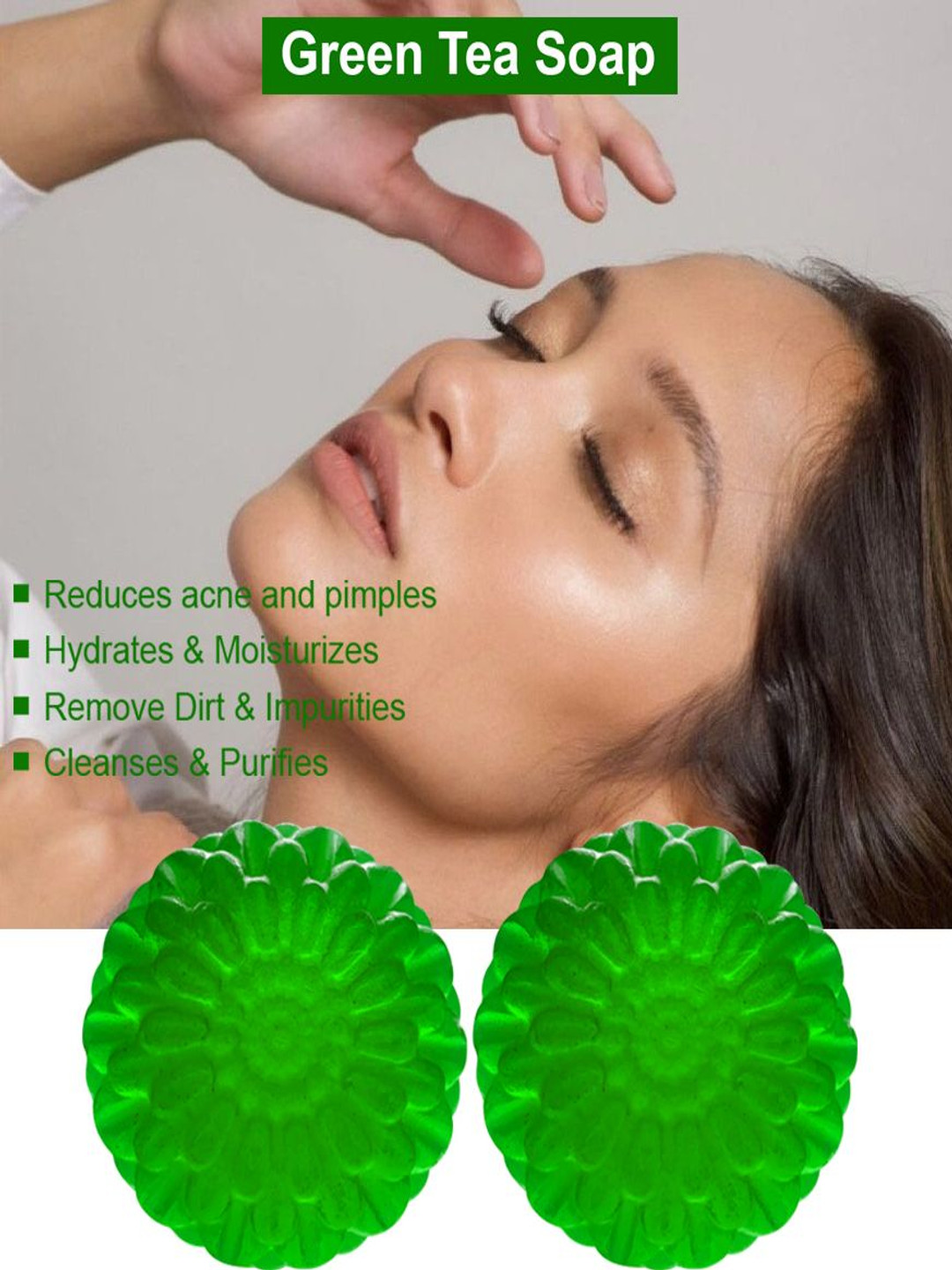 GROOVY Set Of 2 Cherry Cheer Green Tea Bathing Soap- 100 g Each