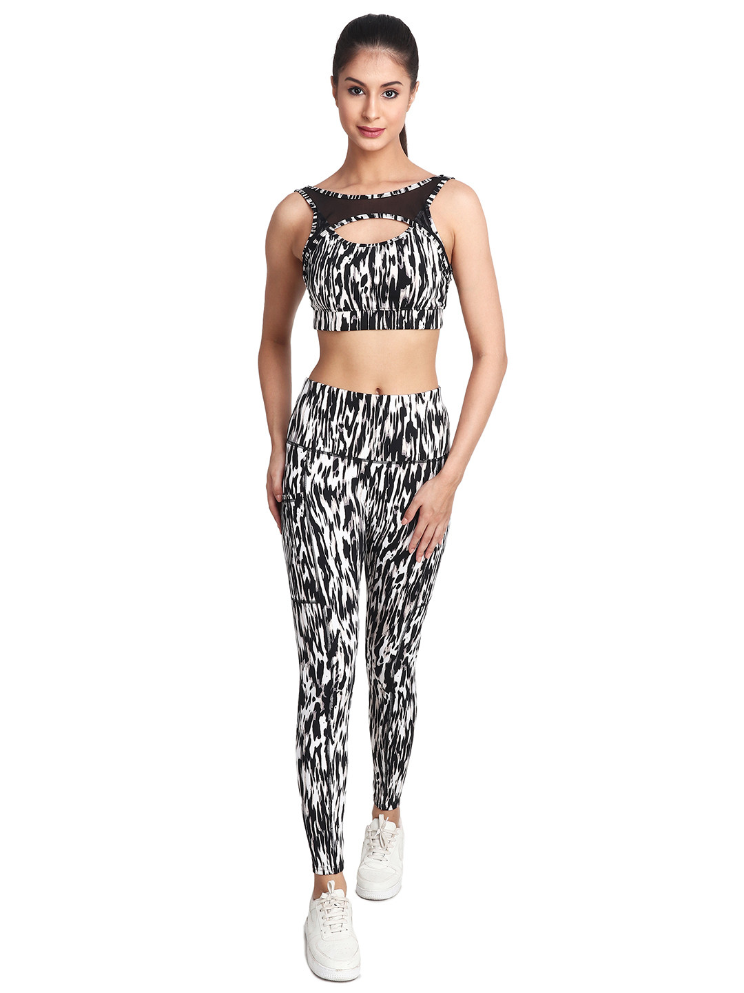 SSoShHub Women Printed Gym Tight & Bra Mid Rise Tracksuit