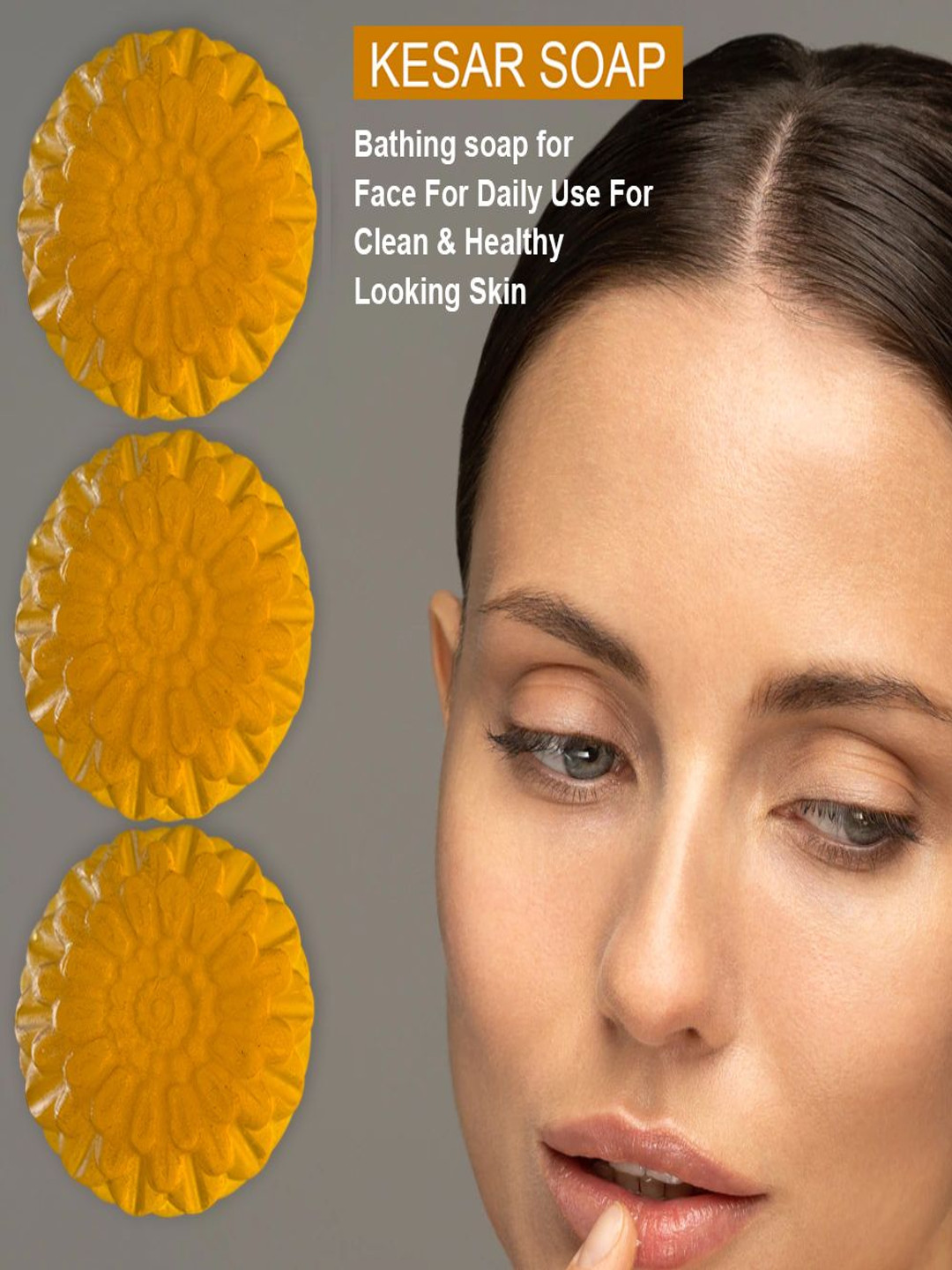 GROOVY Set Of 3 Coconut Cream Kesar Bathing Bar - 100 g Each