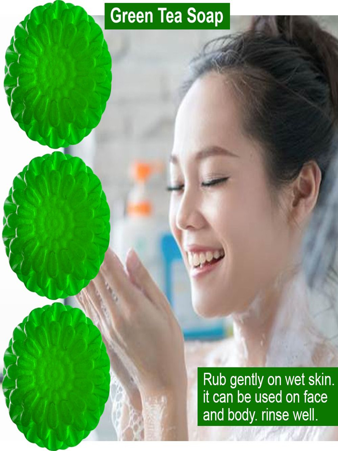 GROOVY Set Of 3 Green Tea Bathing Bar - 100 g Each
