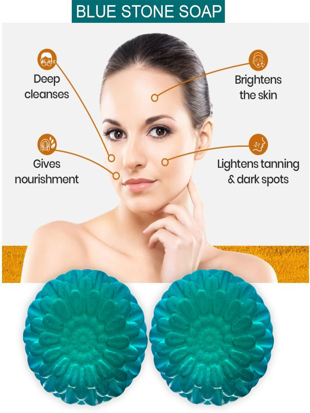 GROOVY Set Of 2 Peach Perfection Blue Stone Bathing Soap- 100 g Each