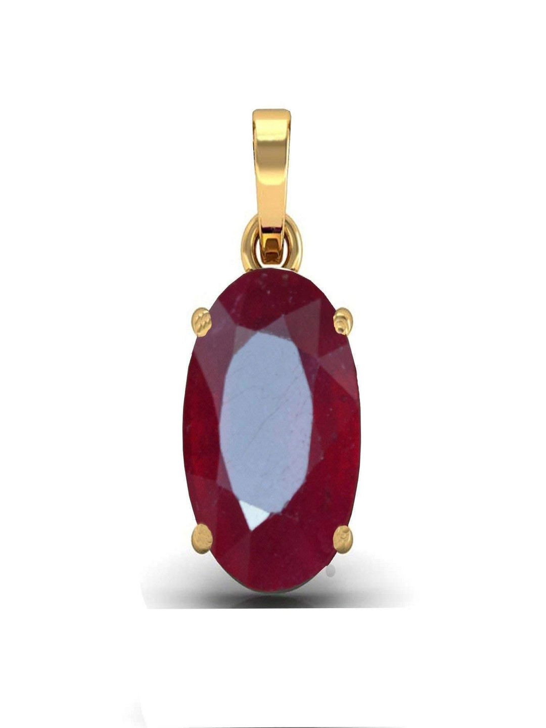 LMDPRAJAPATIS Unisex Gold-Plated Ruby Stone Studded Oval Shaped Pendant