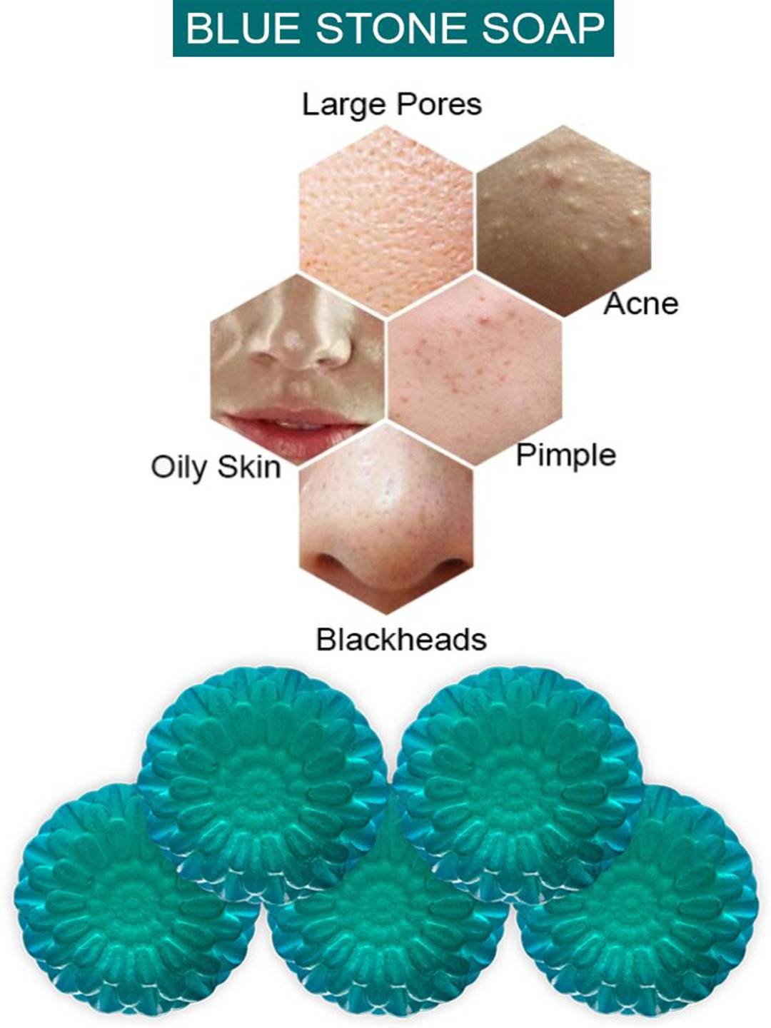 GROOVY Set Of 5 Eucalyptus Energize Blue Stone Bathing Bar- 100 g Each