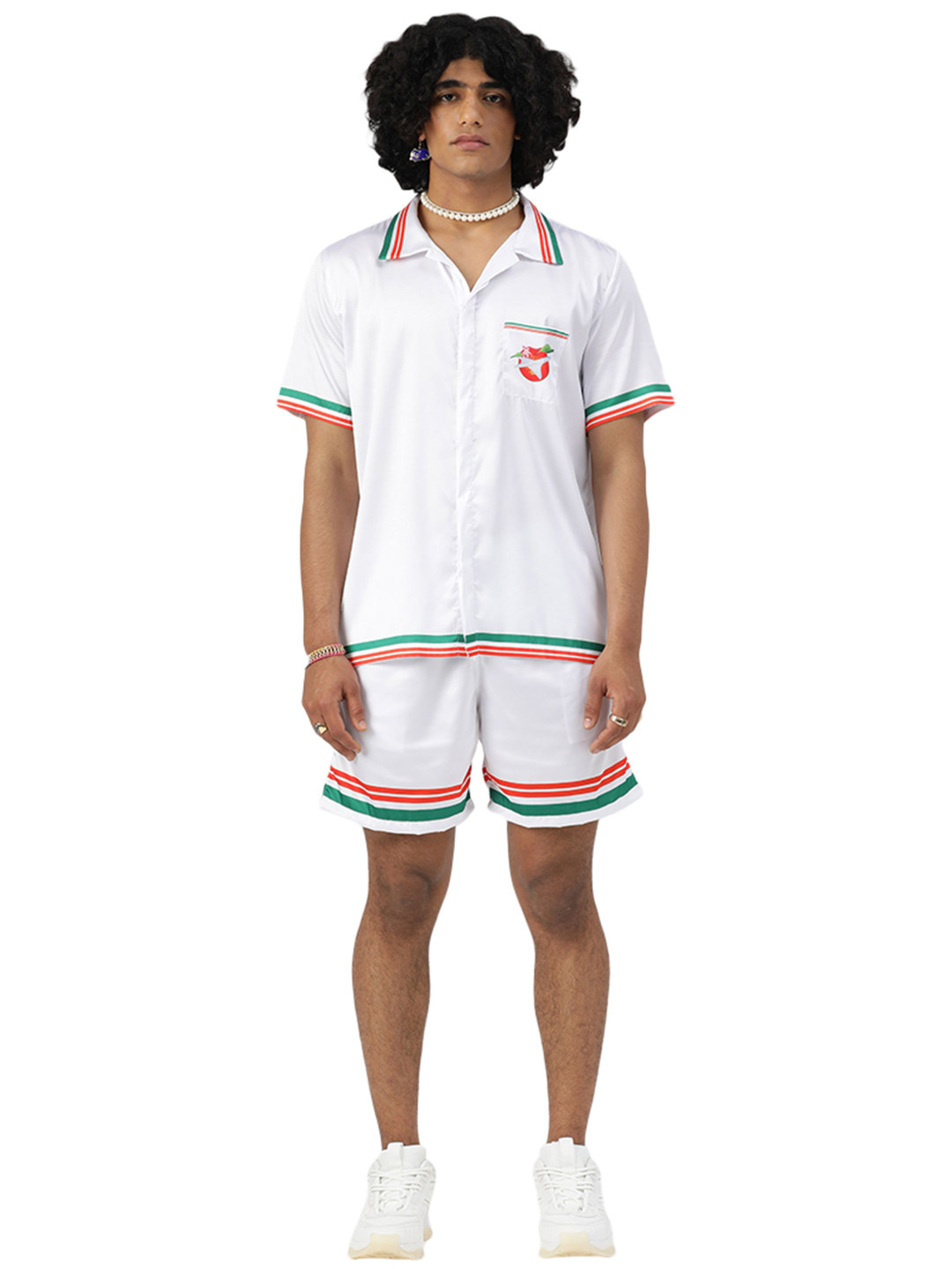 CLUBHAVANA Jetsetter Printed Shirt Collar Premium Soft Satin Co-Ord Set