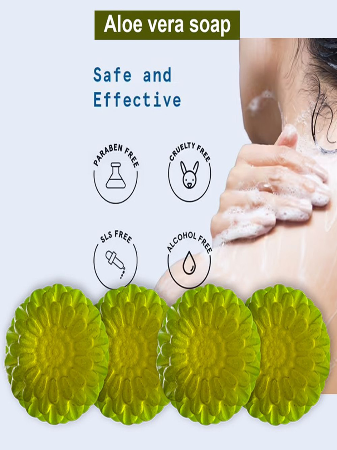 GROOVY Set Of 4 Soothing Aloe Vera Soap With Lavender Oil- 100 g Each