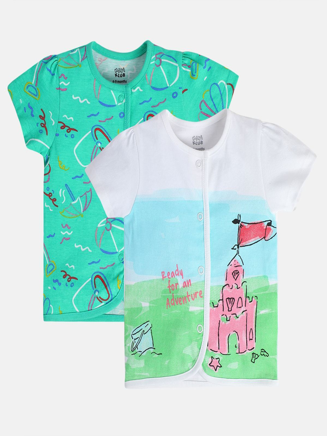 MINI KLUB Girls Pack Of 2 Printed Basic Vests