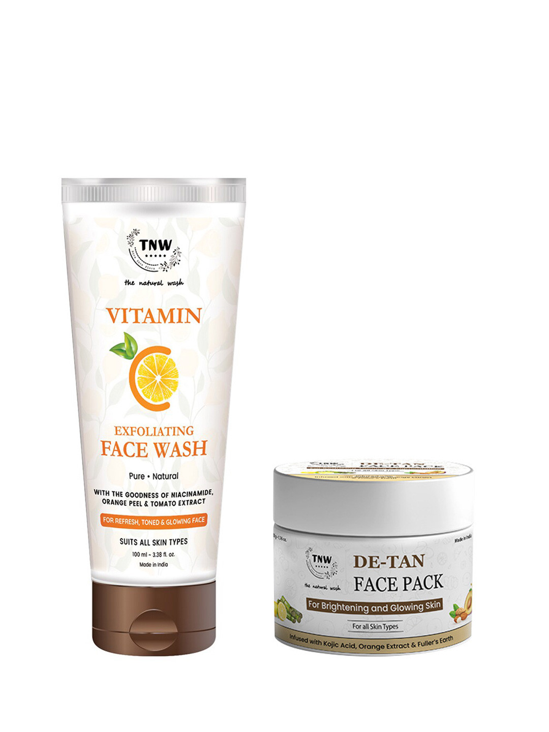 TNW the natural wash Set of Vitamin C Exfoliating Face Wash 100ml & De-Tan Face Pack 50g