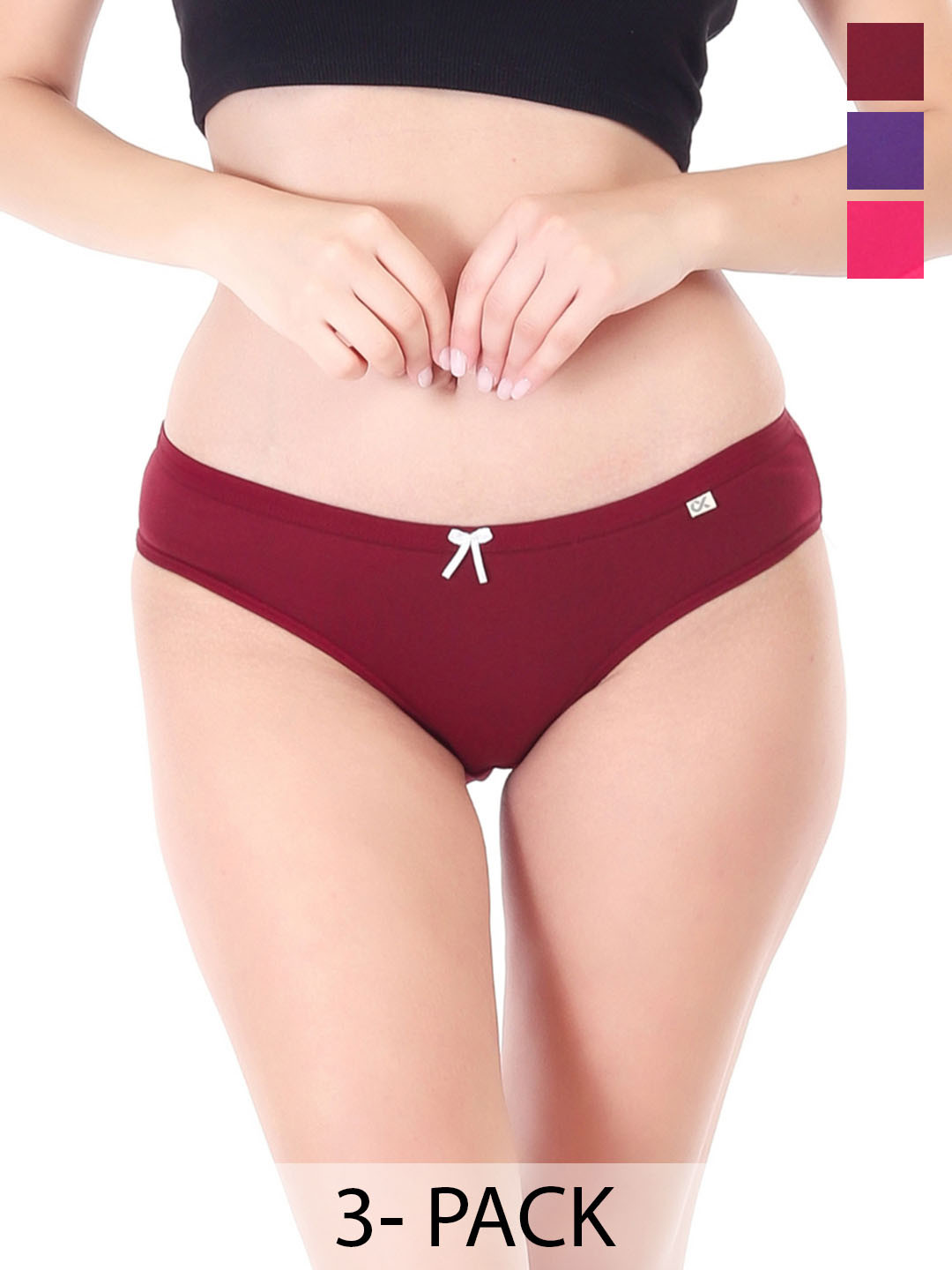 Xjarvis Pack Of 3 Assorted Seamless Hipster Briefs XJ-01-CB-PL-BRPPU-6-S