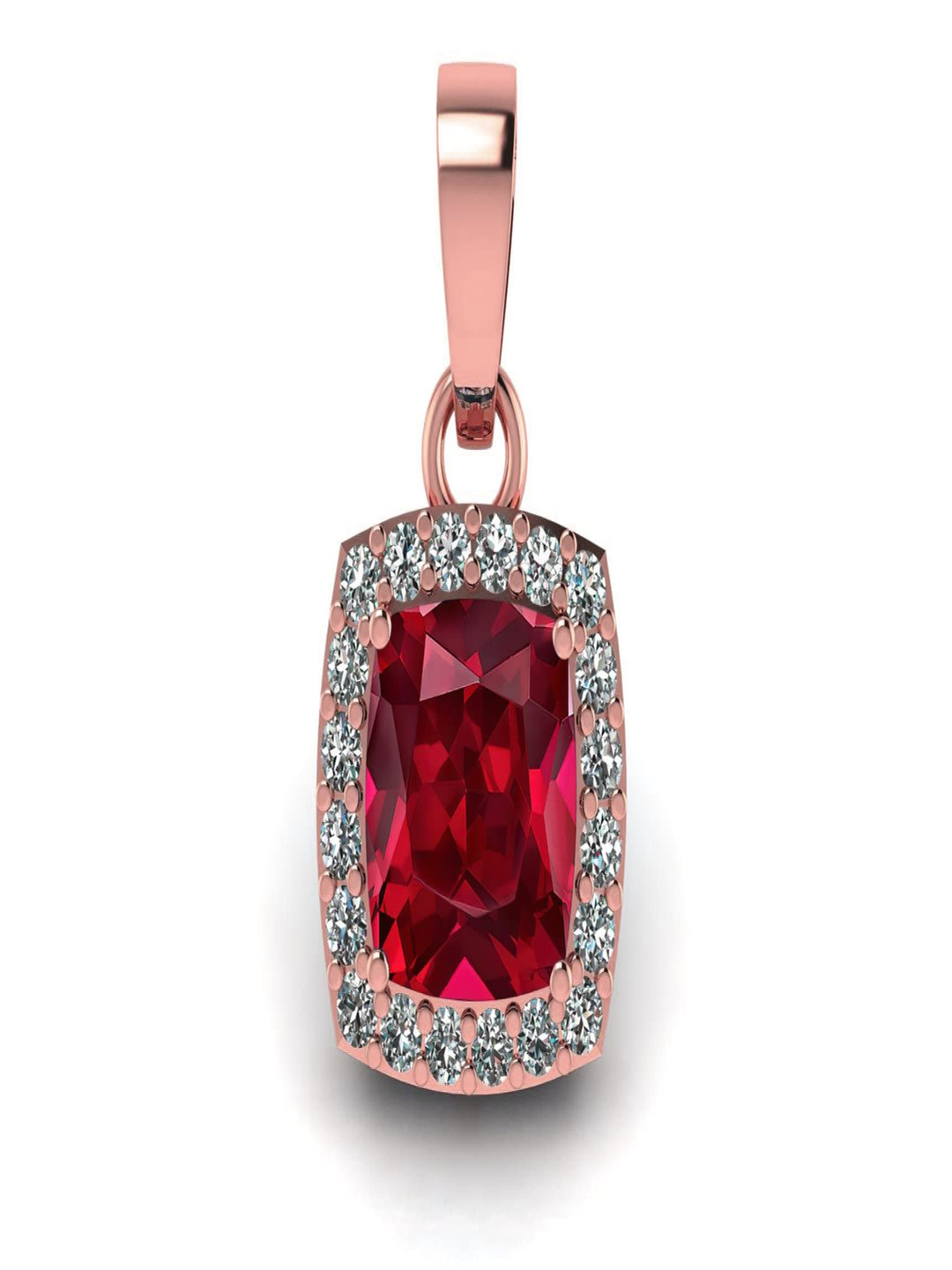 LMDPRAJAPATIS Rose Gold-Plated Ruby Gemstones Studded Oval Pendant
