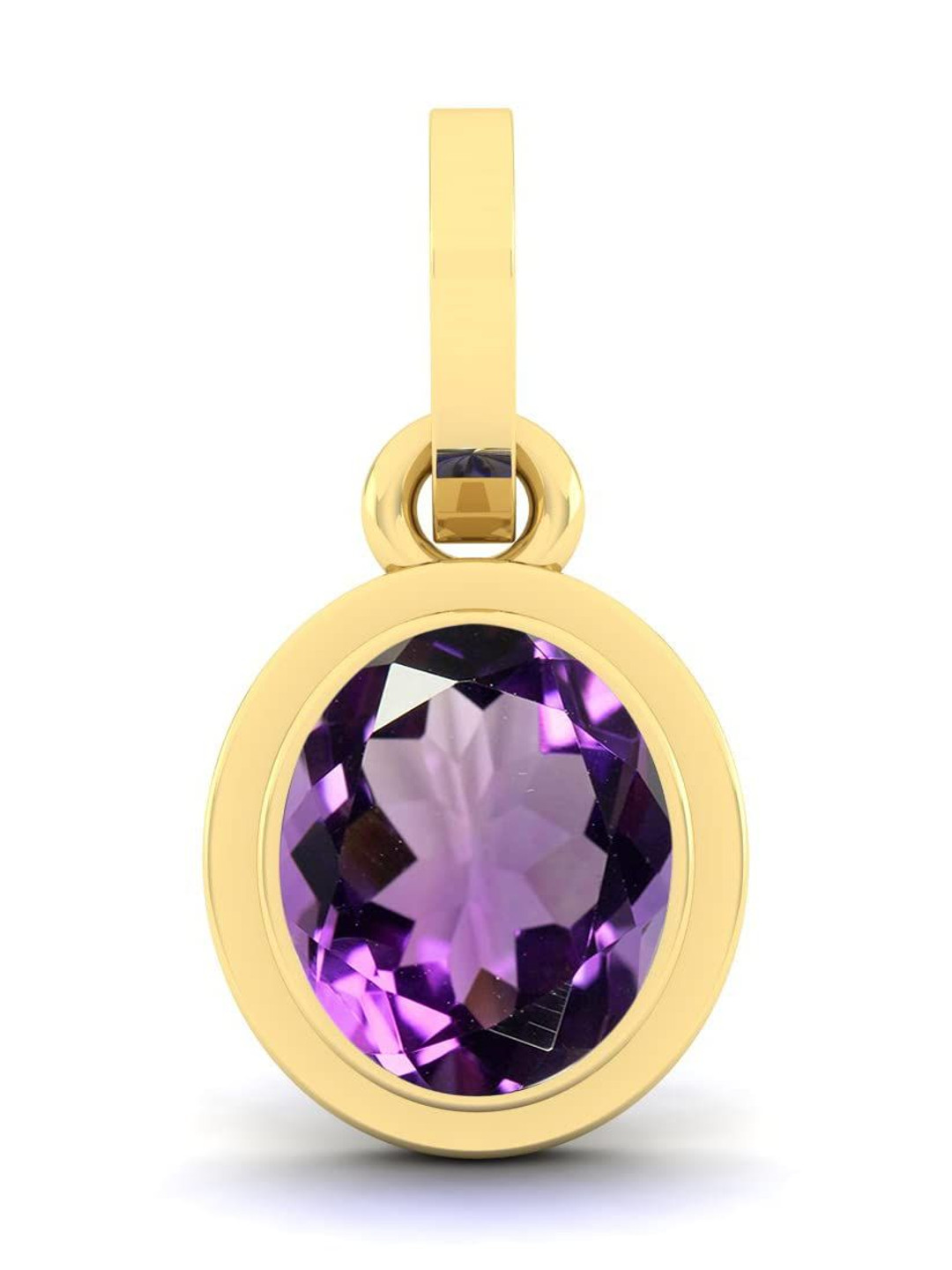 LMDPRAJAPATIS Gold-Plated Amethyst Stone Studded Circular Pendant