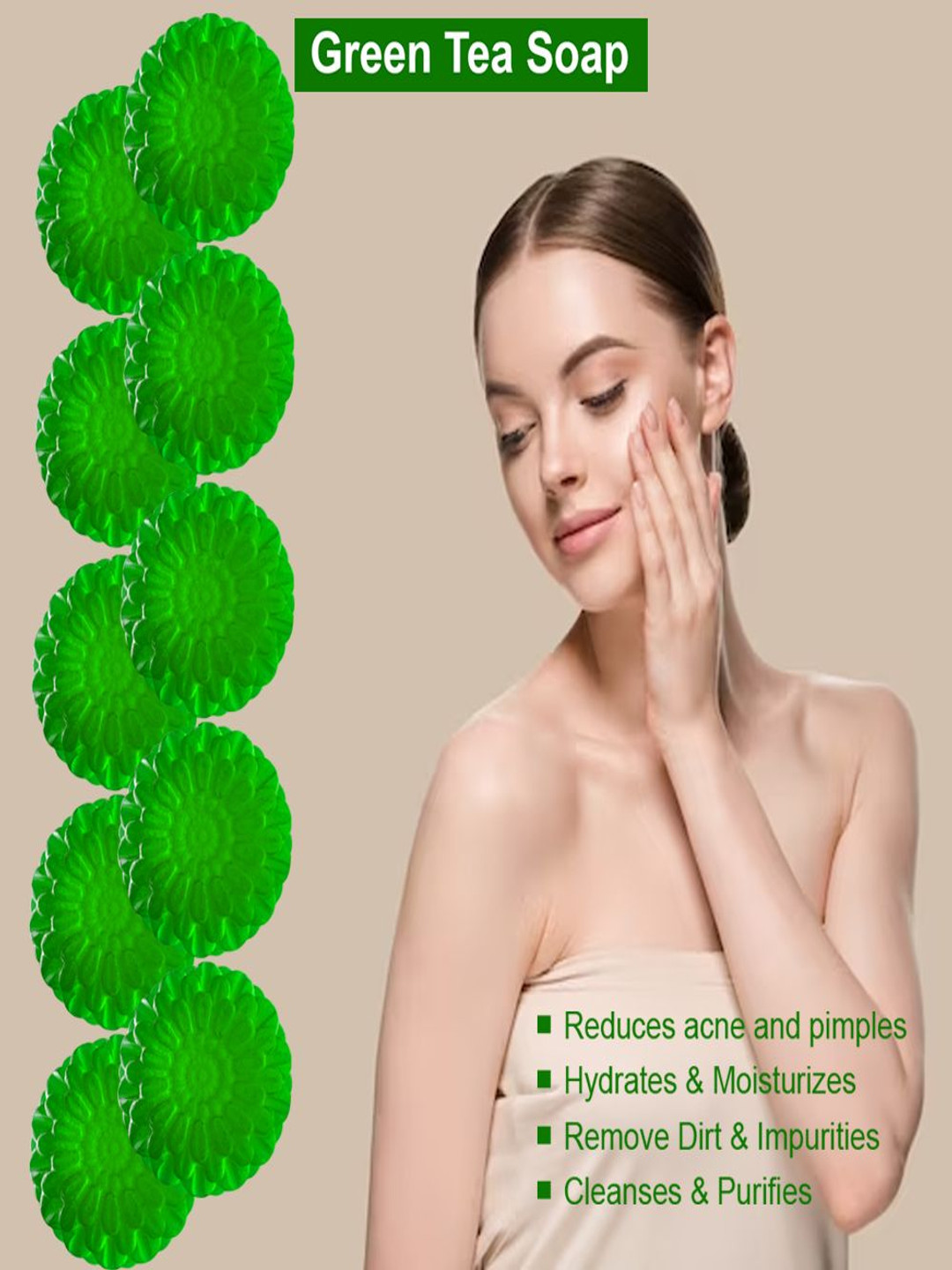 GROOVY Set Of 10 Apricot Adventure Green Tea Bar For Hydration - 100 g Each