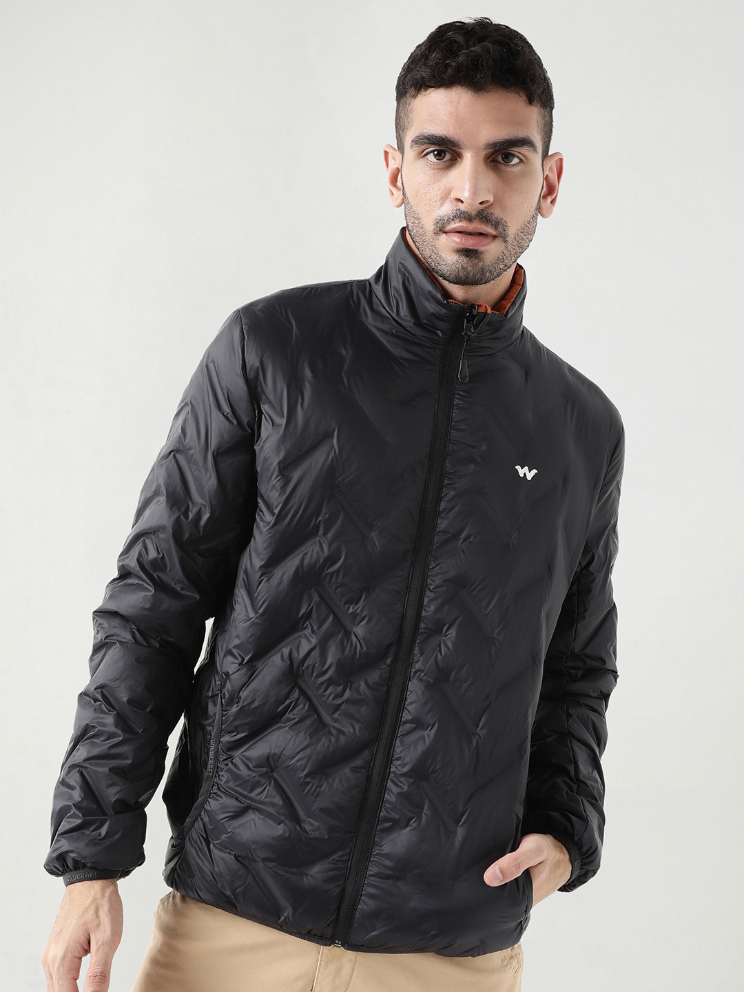 Wildcraft Men Mock Collar Solid Casual Quilted Reversible Jacket