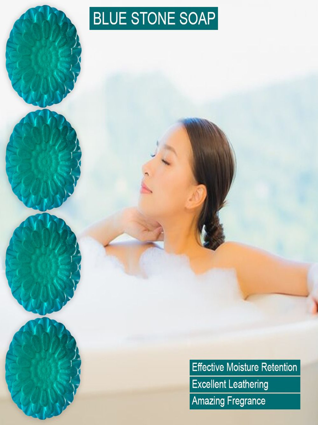 GROOVY Set Of 4 Macadamia Magic Blue Stone Bath Bar- 100 g Each