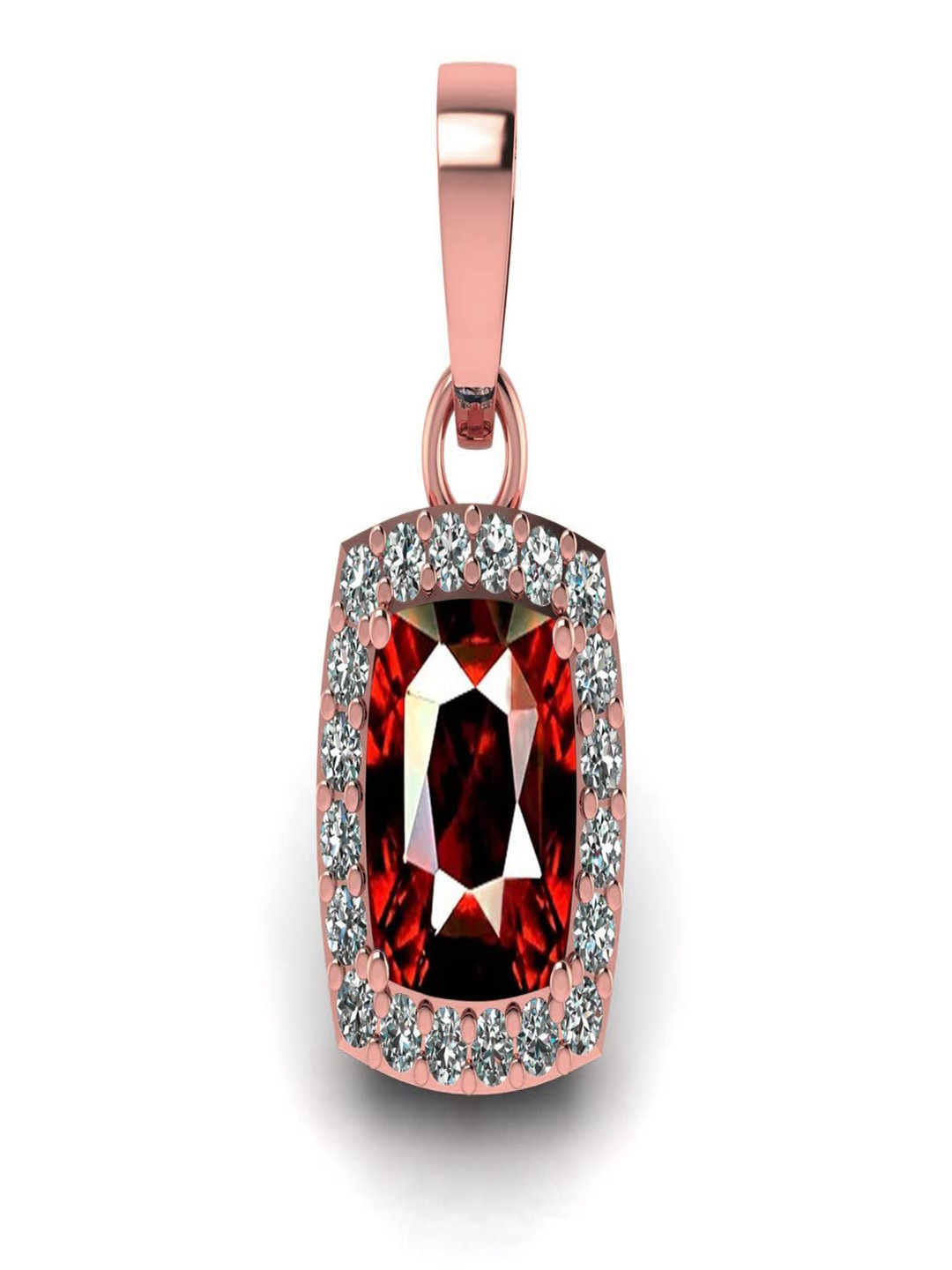 LMDPRAJAPATIS Rose Gold-Plated Square Shaped Garnet Pendant