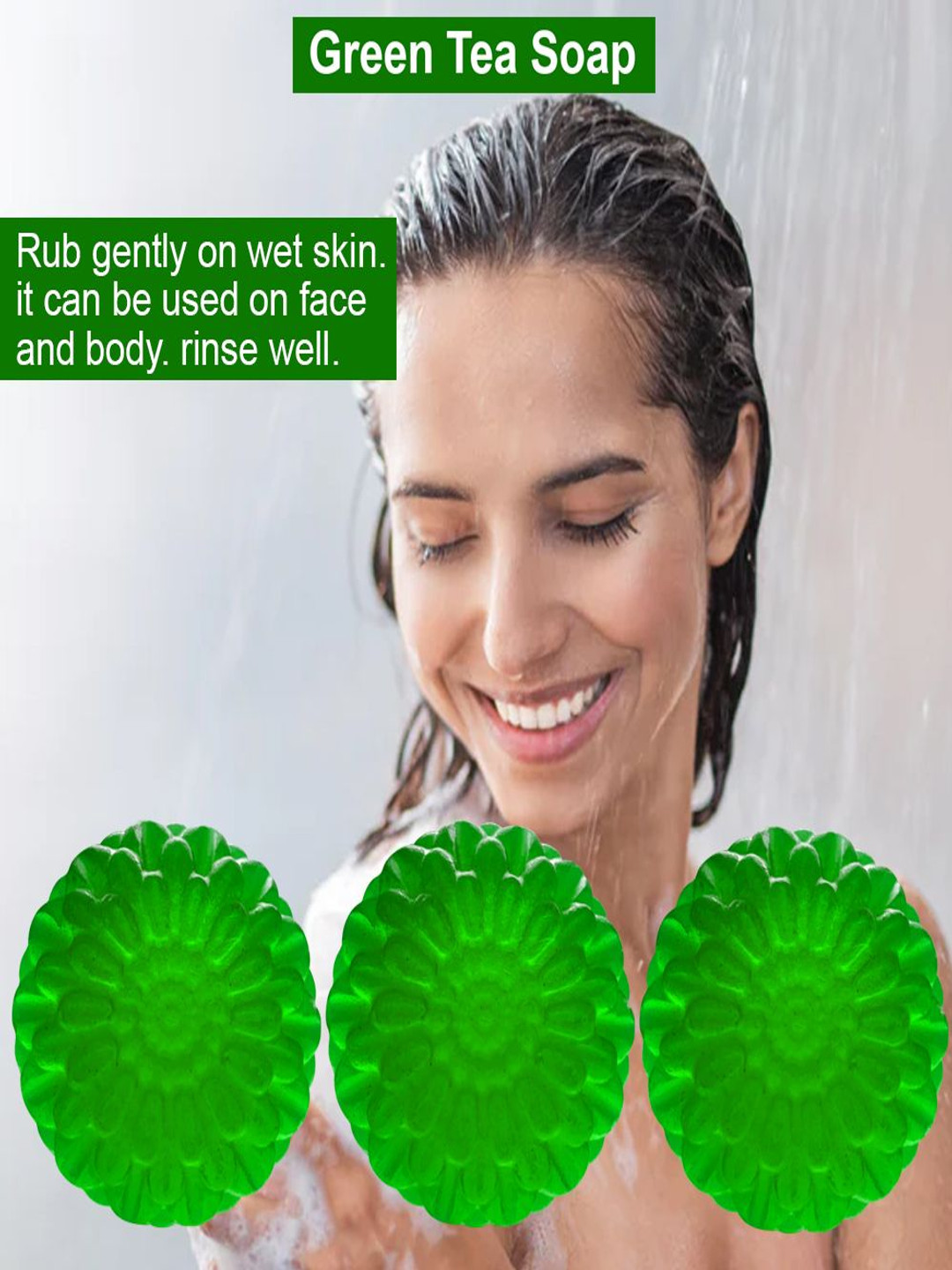 GROOVY Set Of 3 Cardamom Comfort Green Tea Bathing Soap - 100 g Each